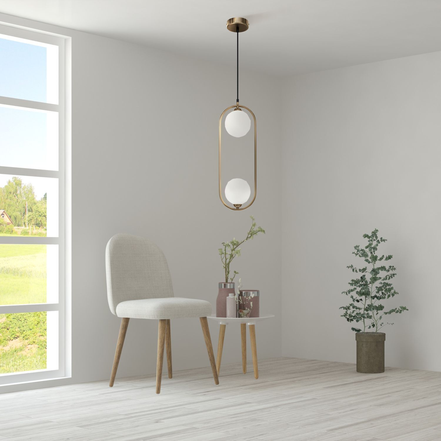 Lampe à suspendre métal verre H : max. 204 cm en laiton blanc Drinnen, Innenarchitektur, Lampe, Pflanze