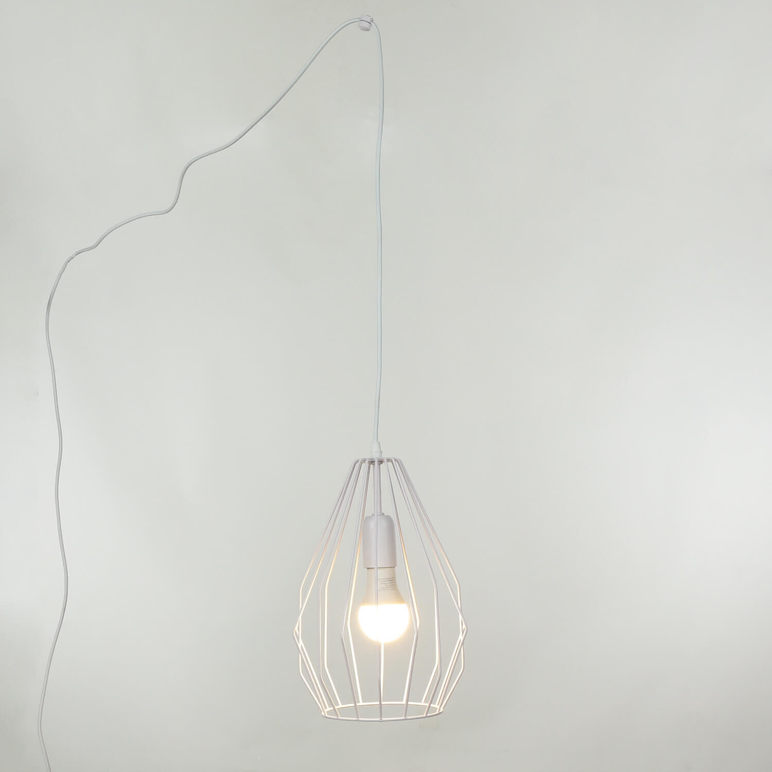 Lampe à suspendre avec prise blanche Cage Abat-jour 5,5 m de long Licht, Lampe