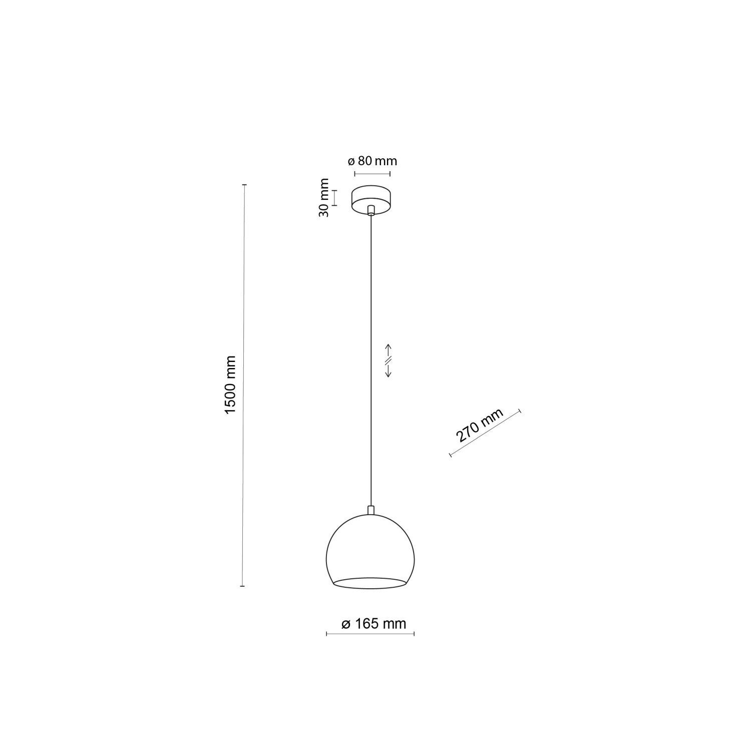 Suspension métal E27 ronde Ø 17 cm ajustable Noir Boule