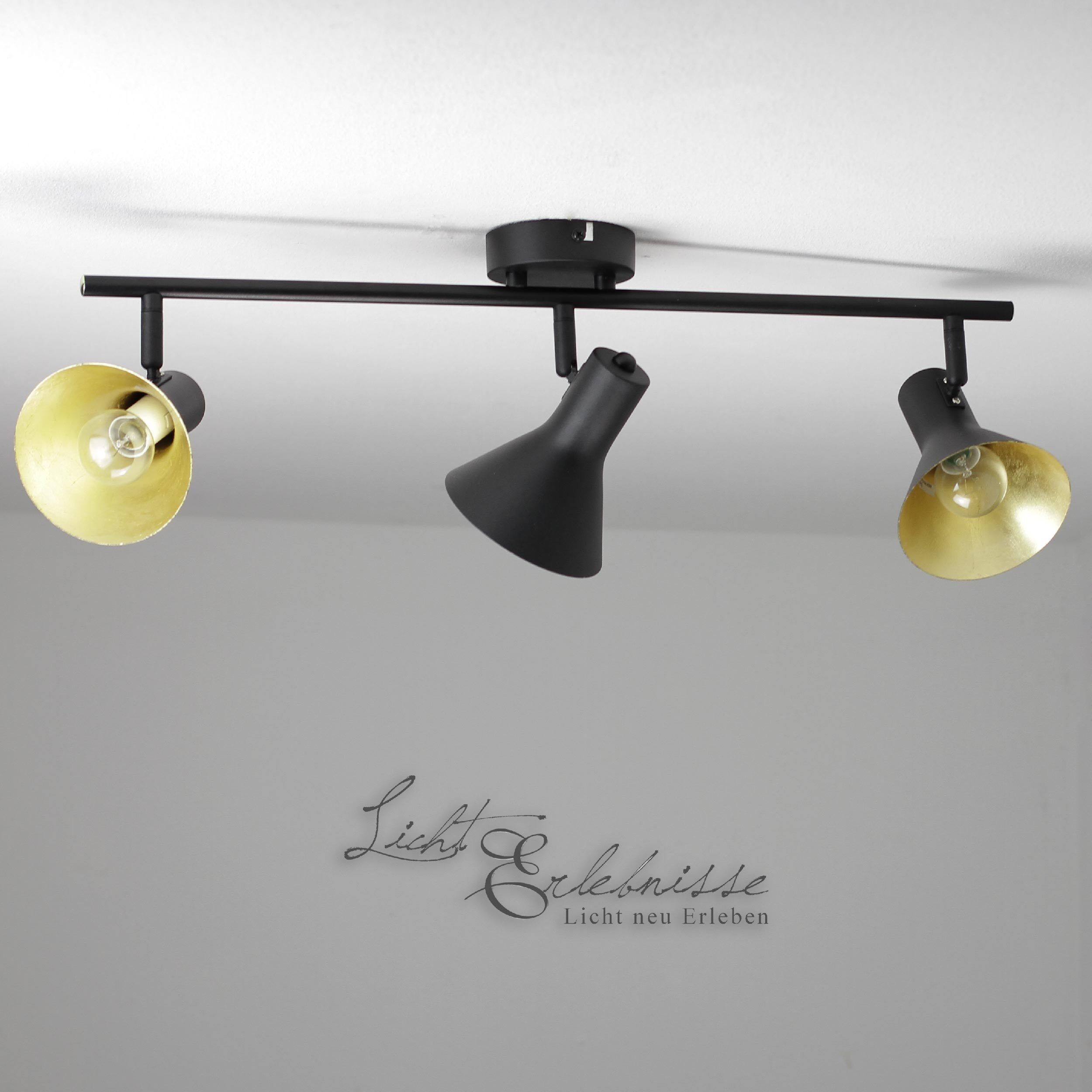 Projecteur rétro noir/or orientable 3 flammes
