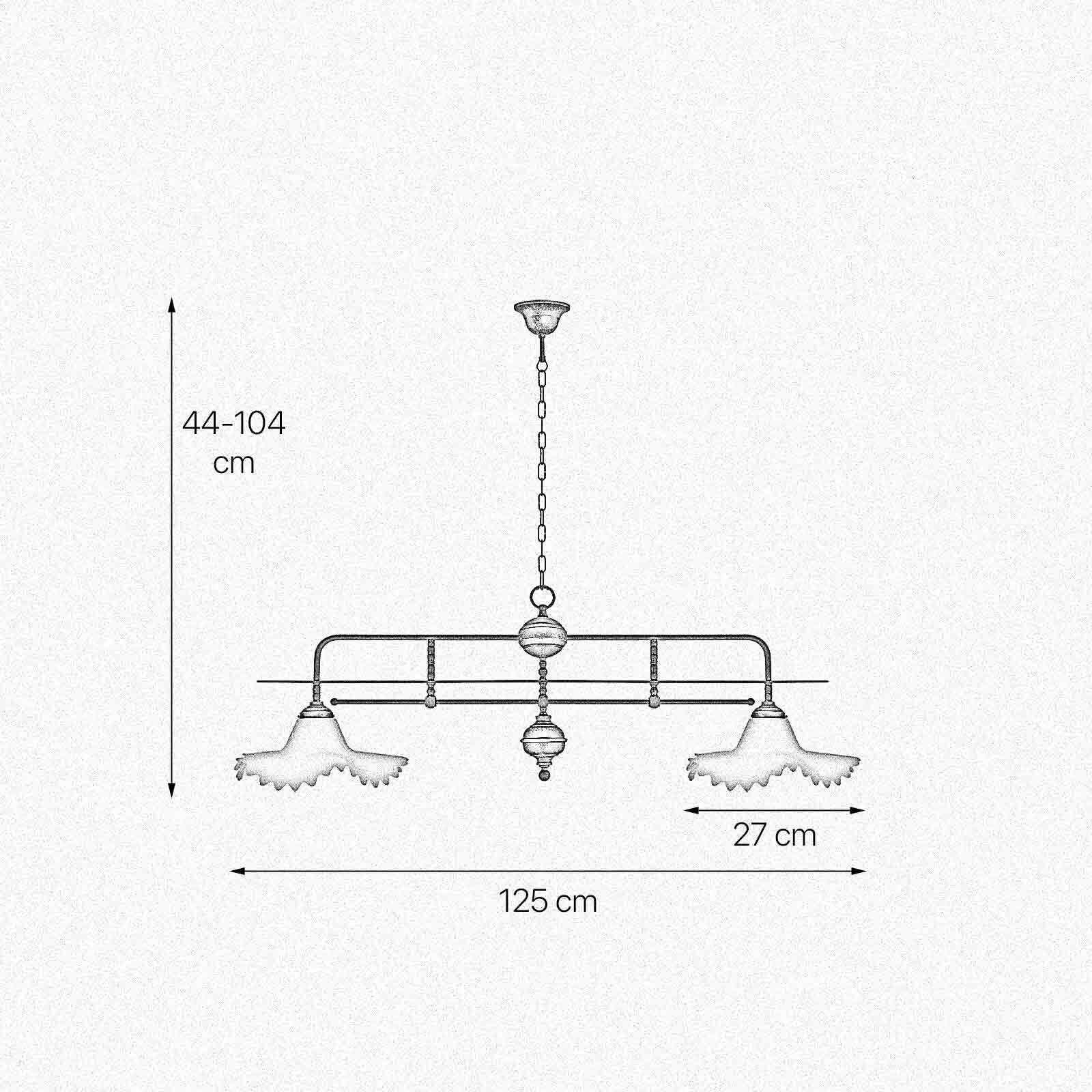 Suspension à 2 flammes en bronze antique blanc E27 laiton verre