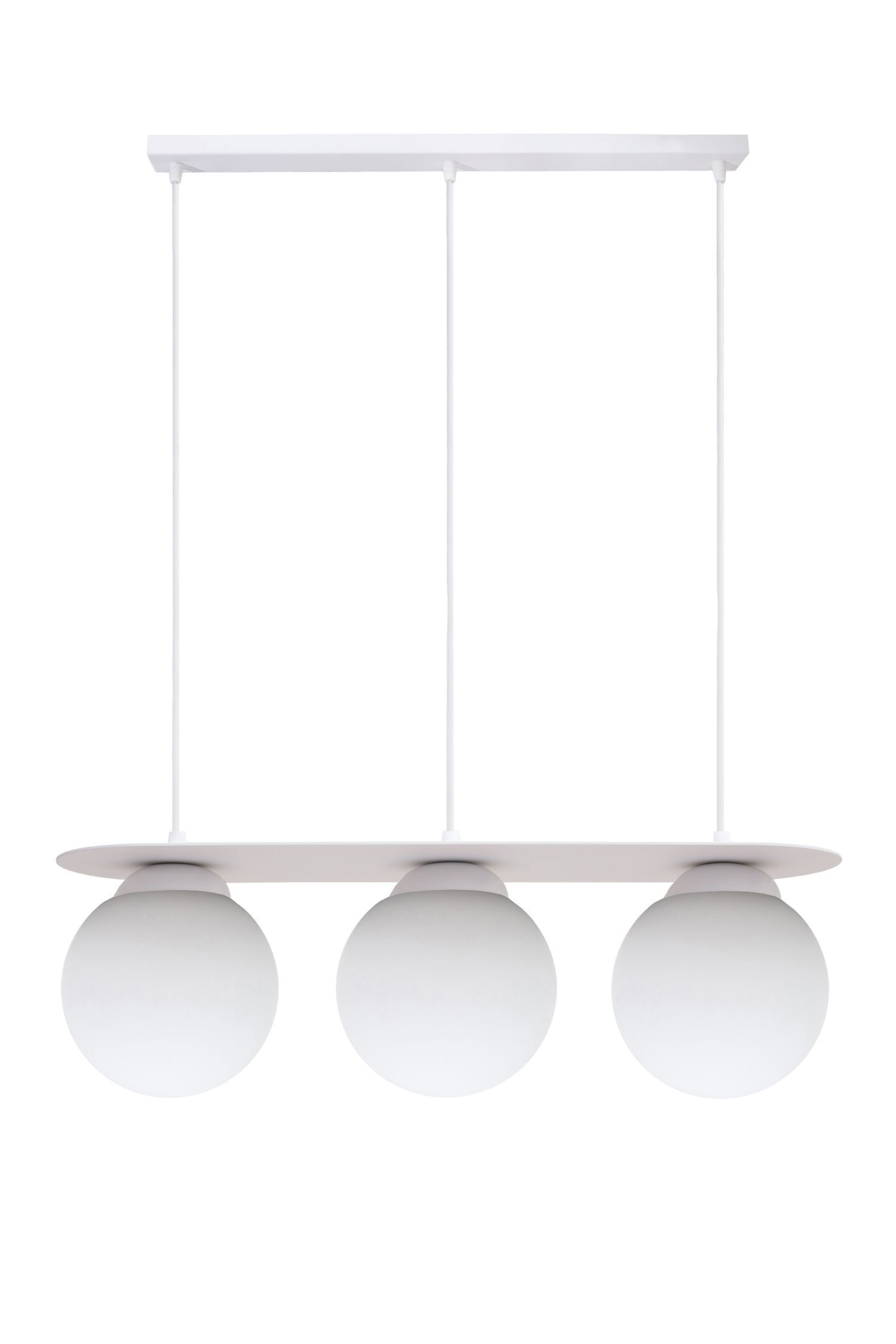 Lampe à suspendre 3 flammes boules en verre blanc 50 cm E27 anti-éblouissement