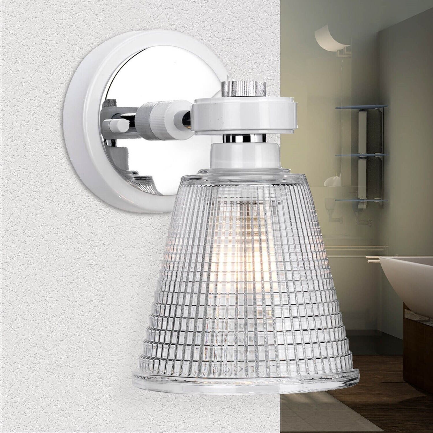 Lampe de salle de bain LED verre IP44 en chrome orientable