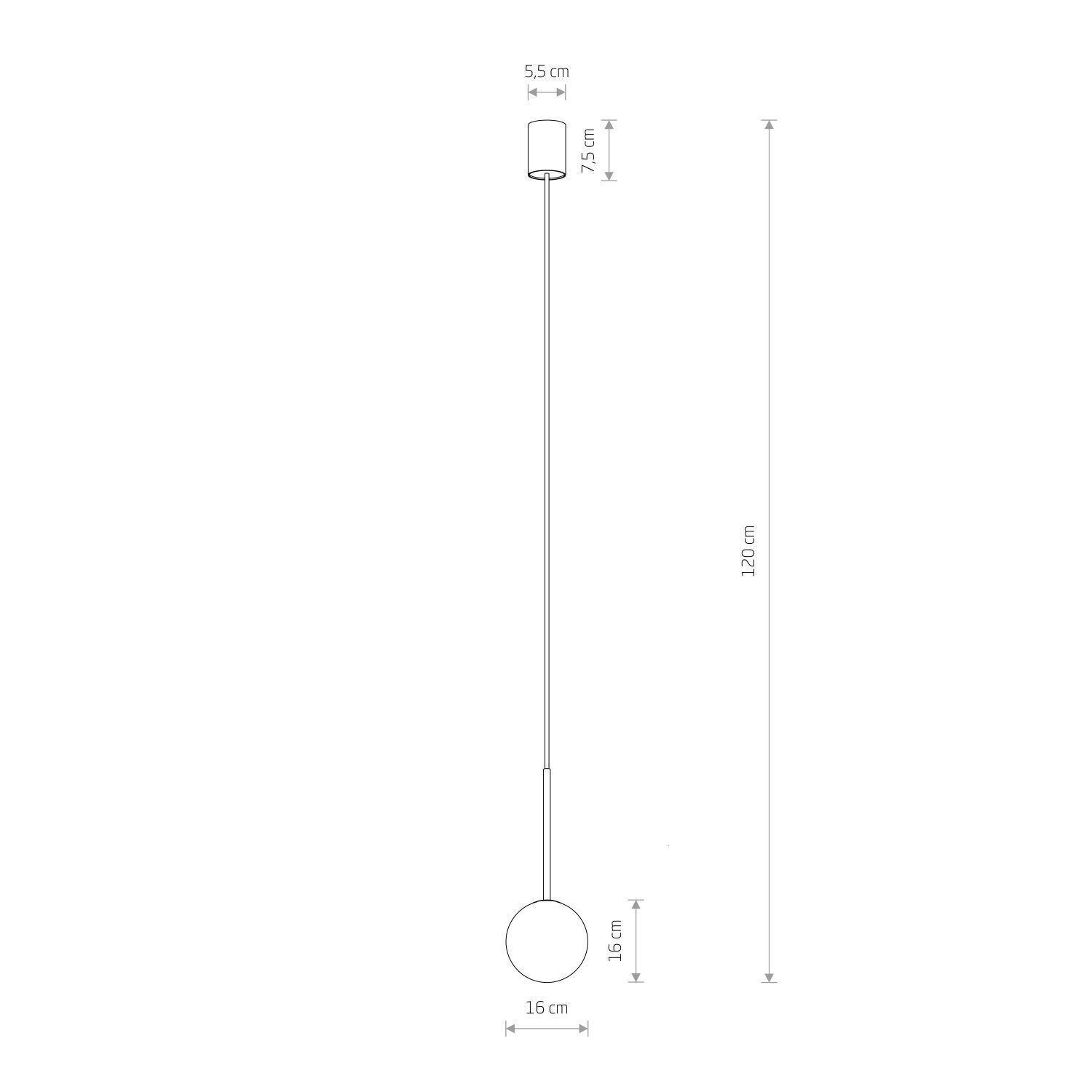 Suspension Boule Abat-jour Ø 16 cm en noir blanc or G9