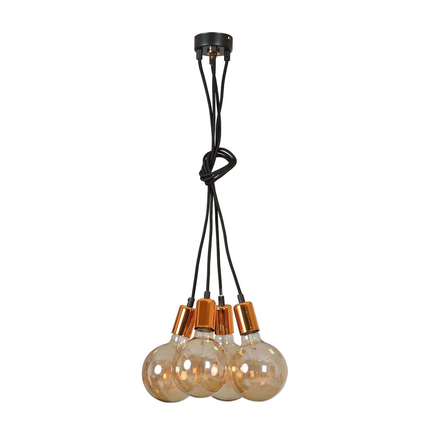 Lampe à suspension Cuivre Noir Design Rétro 4x E27 Leuchter, Lampe