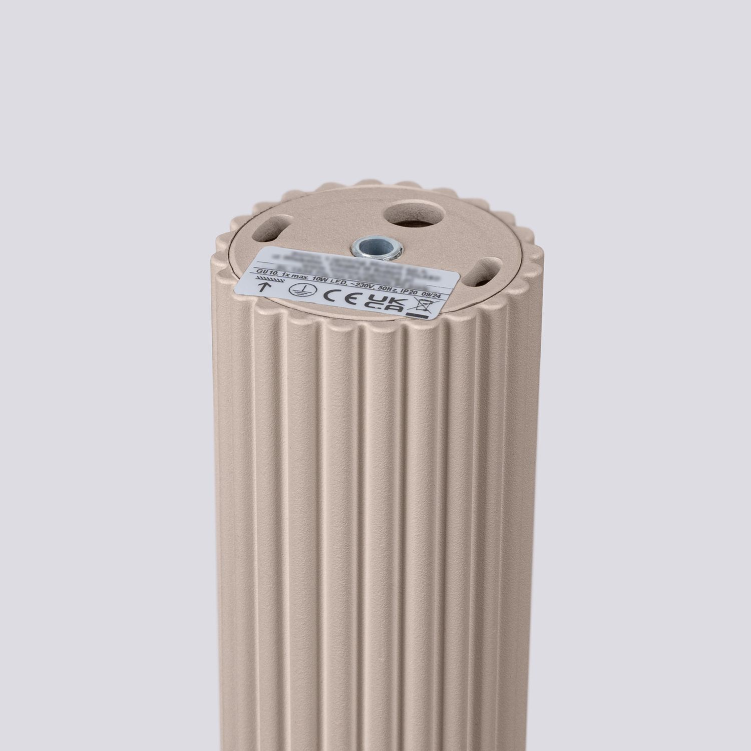 Deckenleuchte Aluminium Taupe Riffel GU10 Ø6,5 cm rund Zylinder