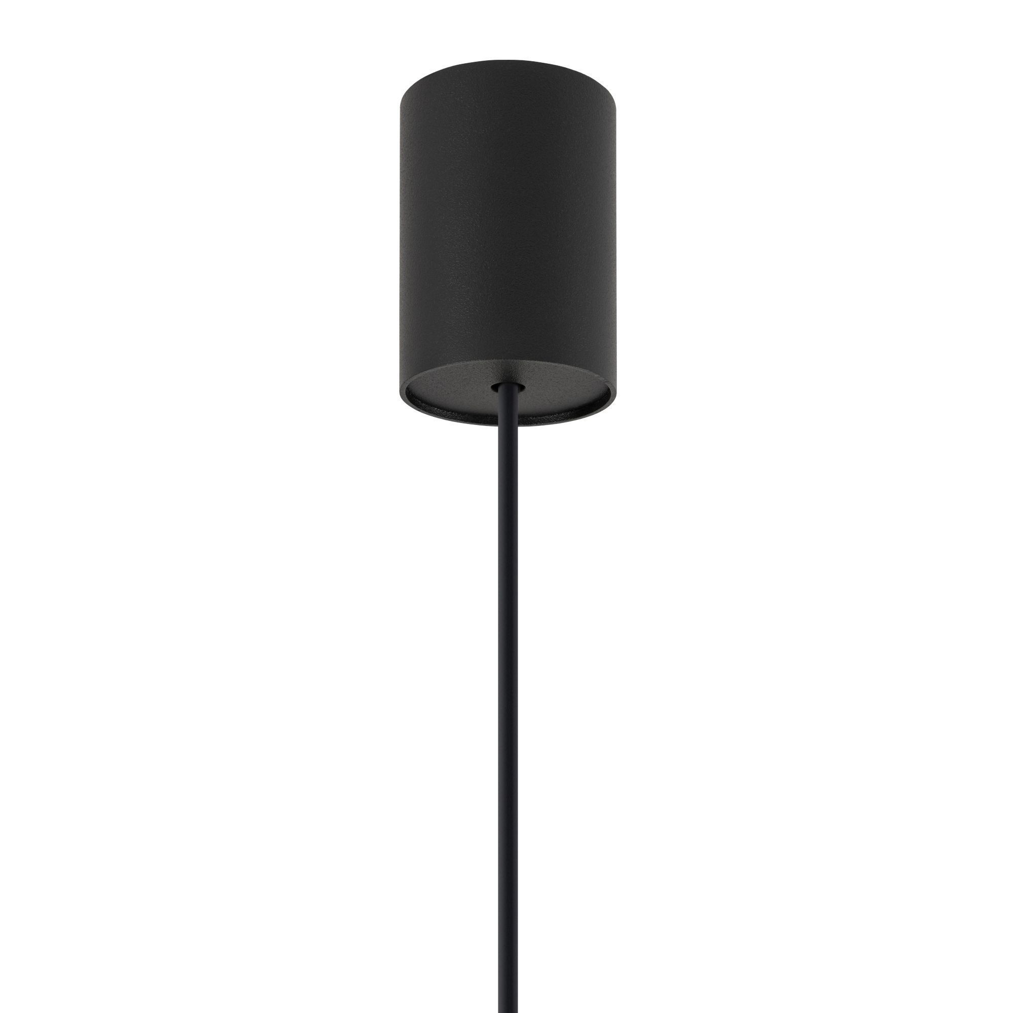 Schwarze Hängelampe Metall GU10 bis 10 W rund Ø13 cm Stehlampe, schwarz, Pendelleuchte, Kabelstange, Kegelform