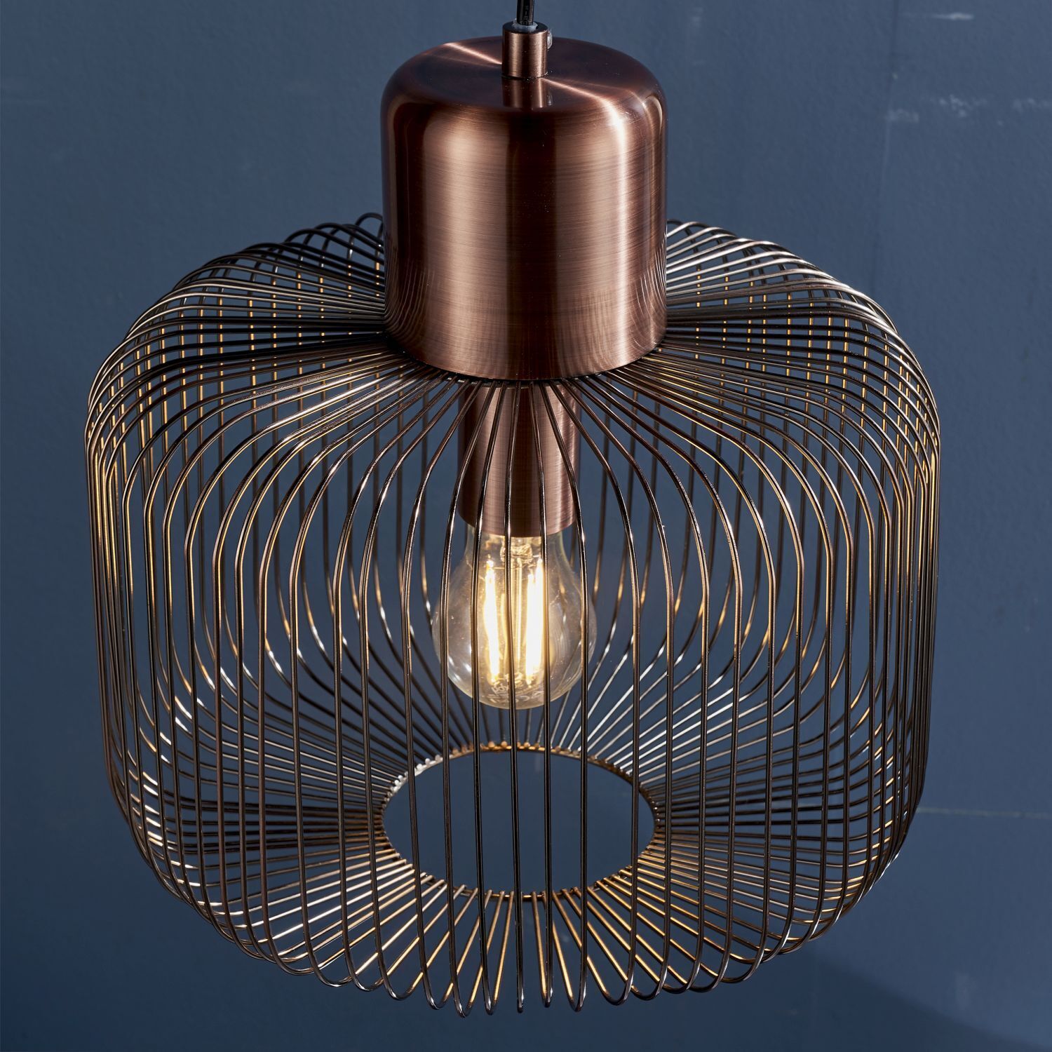 Lampe à suspendre en métal Ø 30 cm en cuivre antique Industrial E27