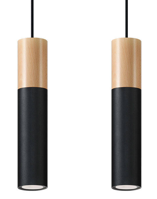 Suspension Noir Métal Bois Scandinave 2flmg