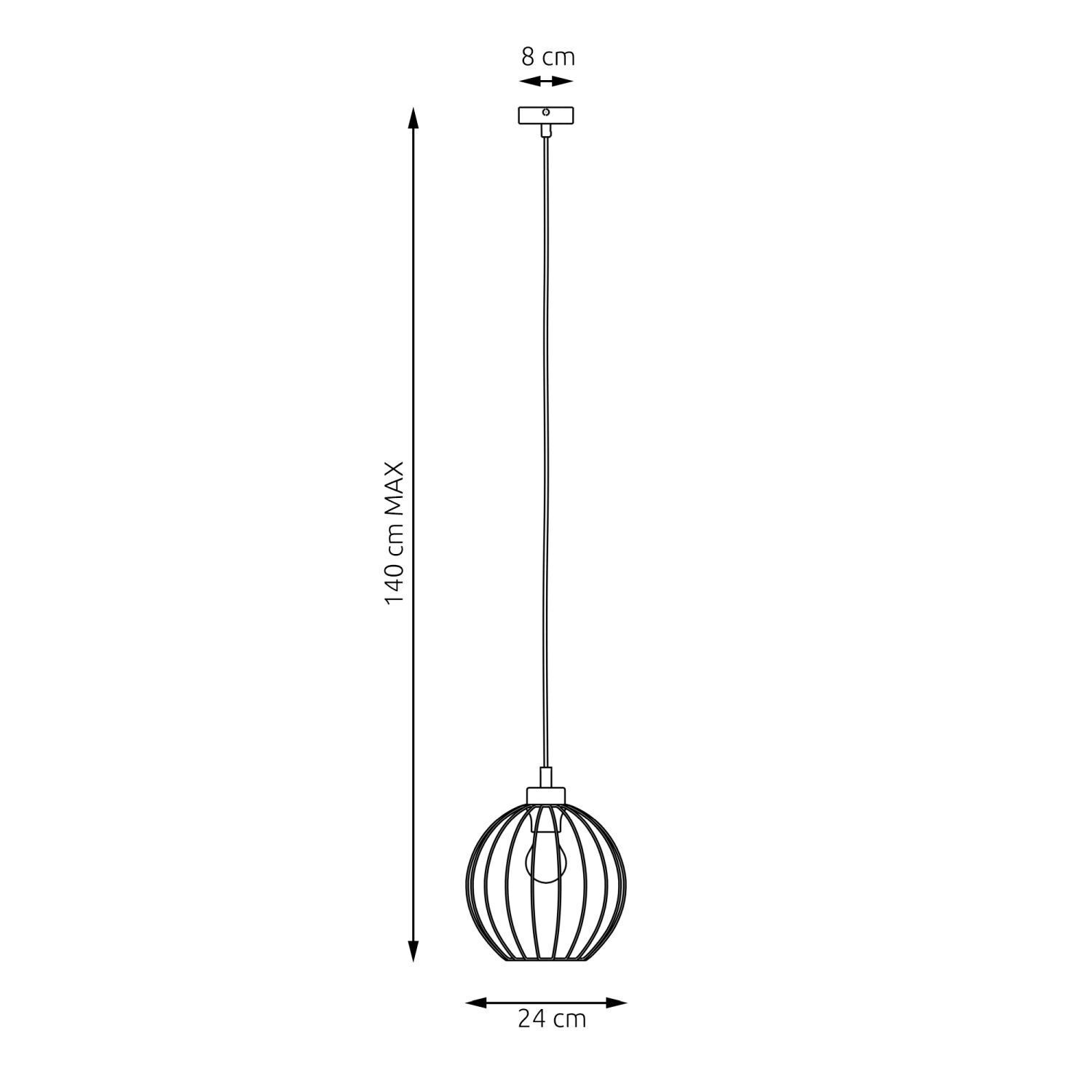 Lampe à suspendre ronde noire métal E27 Ø24 cm Abat-jour filaire