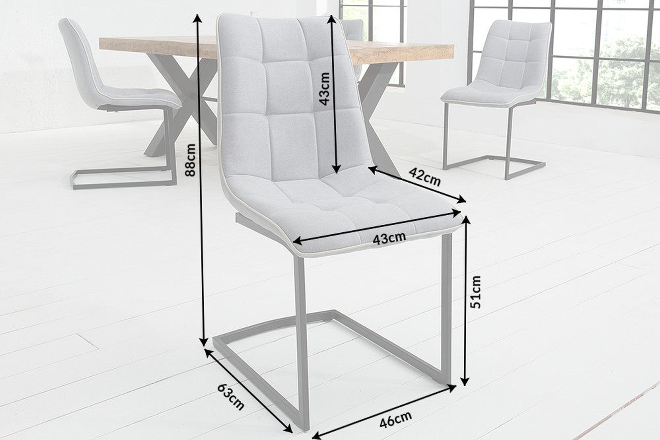 Chaise à bascule Tissu Métal gris noir sans accoudoirs Moebel, Stuhl