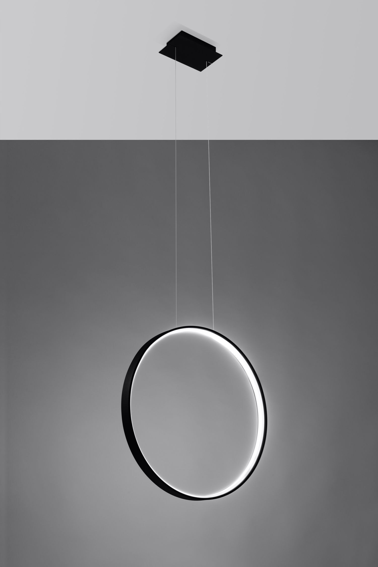 Lampe LED à suspendre noire métal Ø 55 cm rond 4000 K anneau