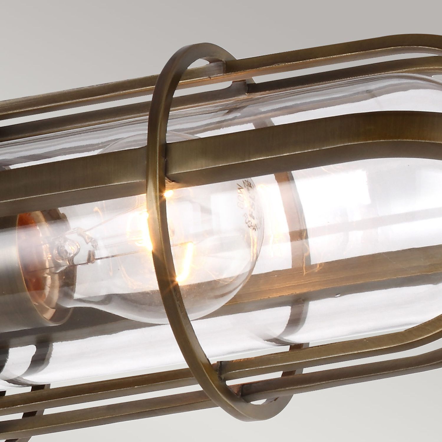 Deckenleuchte Bad IP44 B: 65,4 cm 3x E27 Metall Glas Vintage hänge Lampe, Glühbirne, Metallrahmen, Glasfassung, Wand-/Deckenleuchte