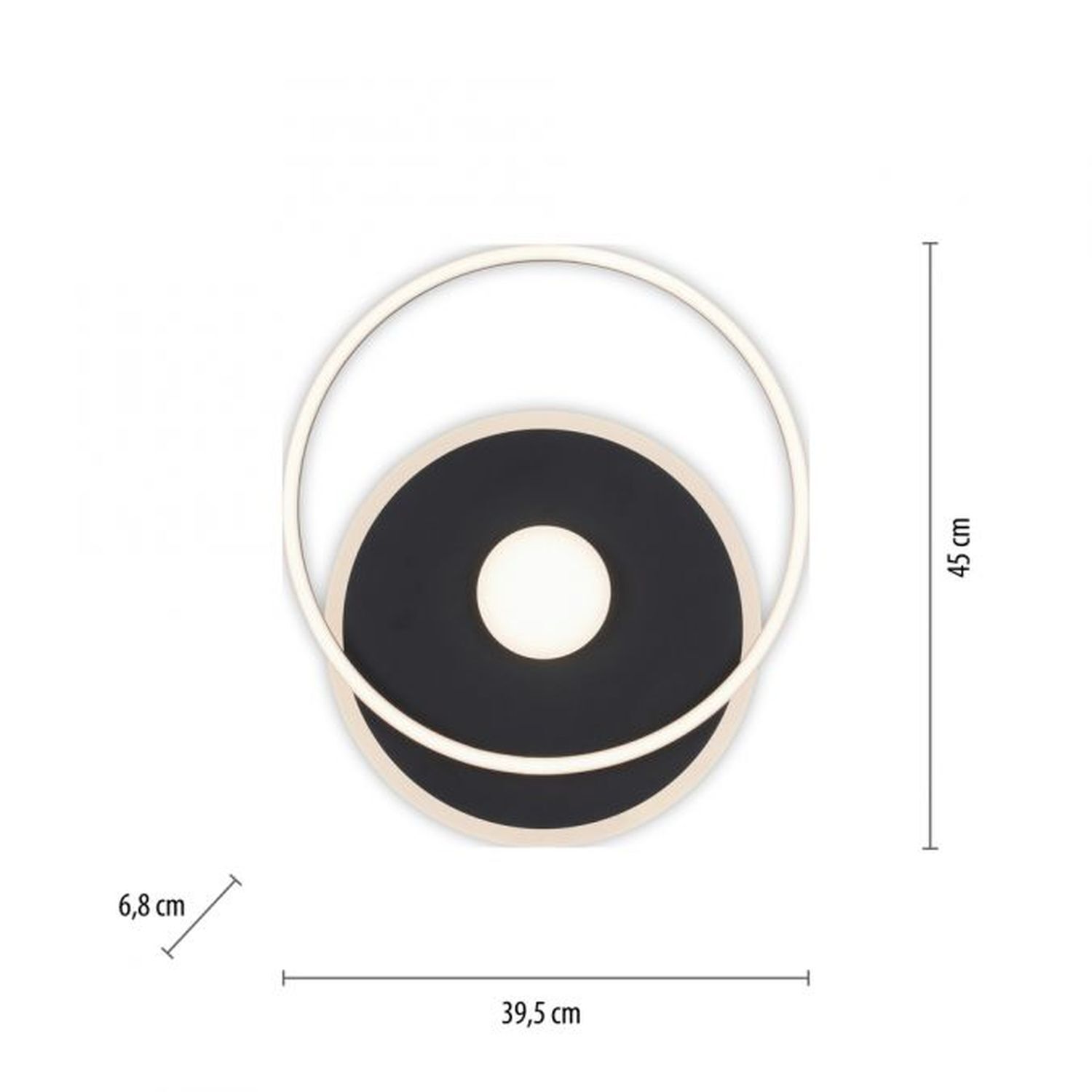 Lampe de plafonnier LED de style en métal noir 26 W 3000 K