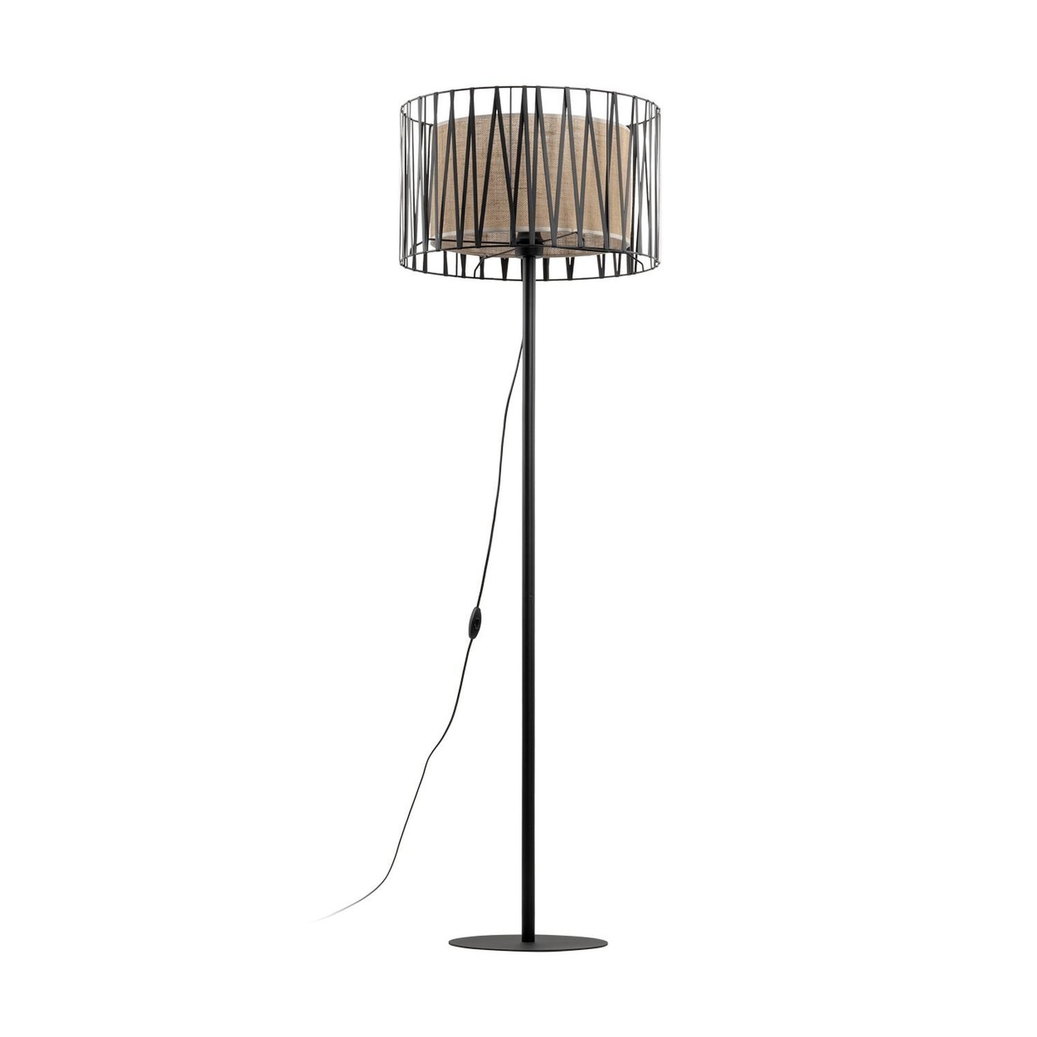 Lampadaire 158 cm Métal Jute Noir Marron E27 Moderne Lampe, Lampenschirm