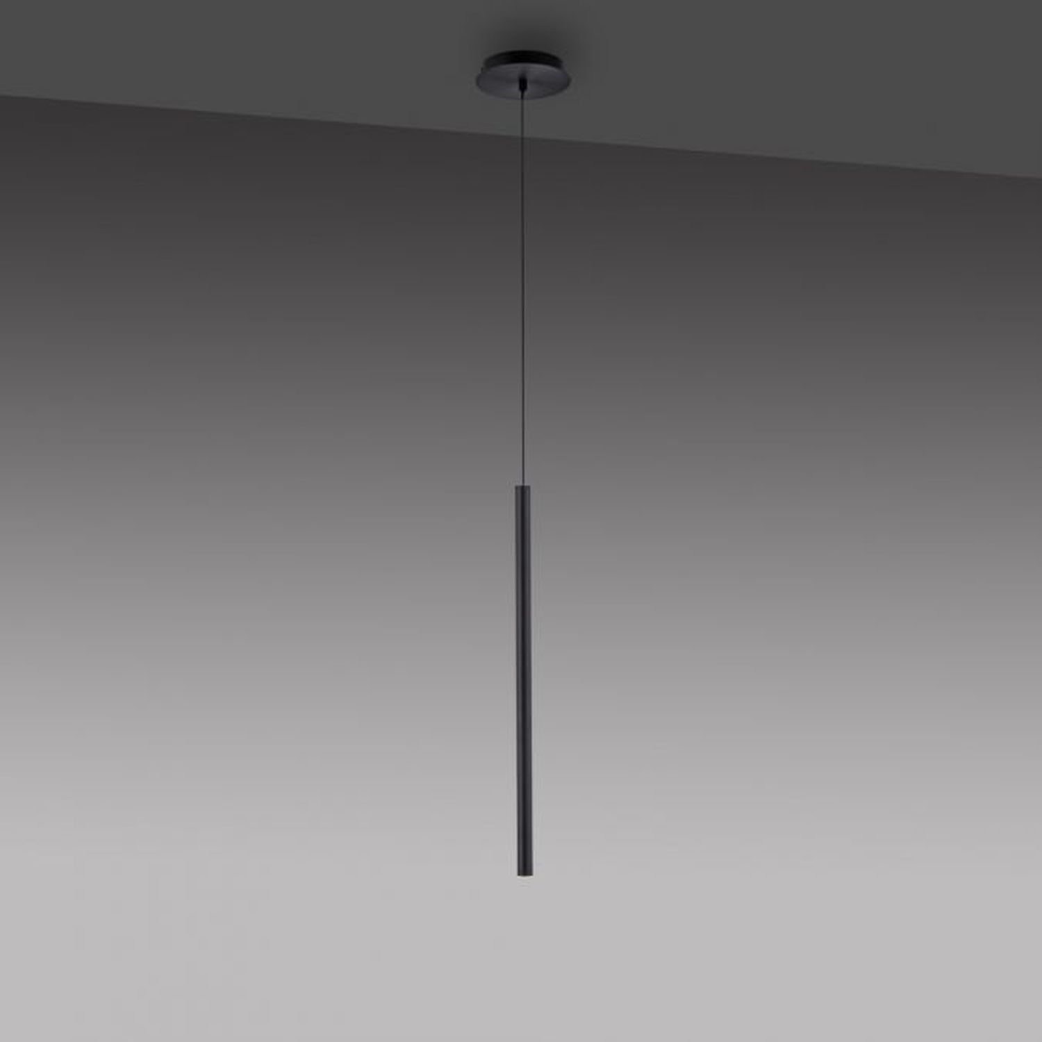 Suspension LED Noir Métal Ø2,5 cm ronde intensité lumineuse variable
