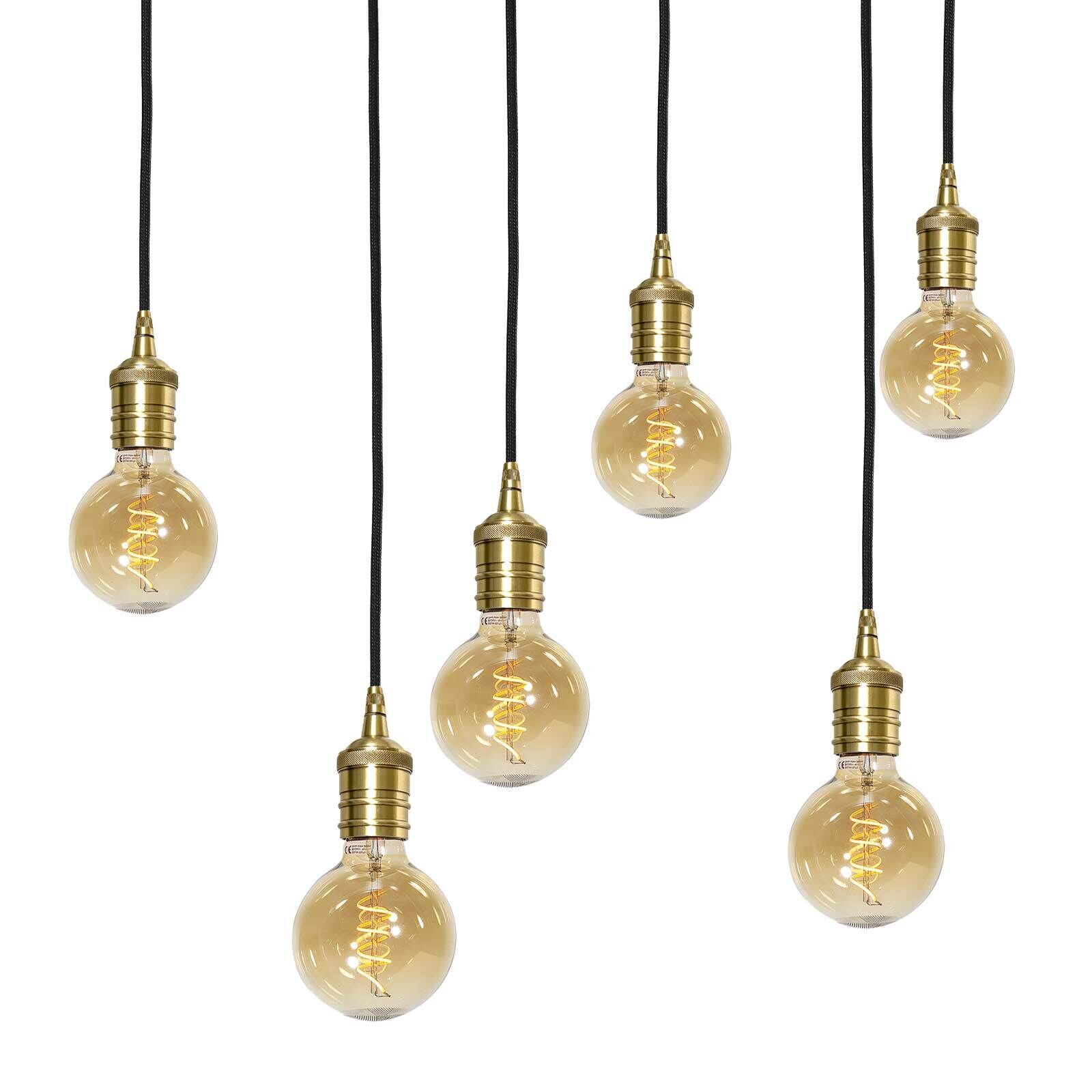 Suspension laiton massif L : 80 cm en bronze clair 6x E27