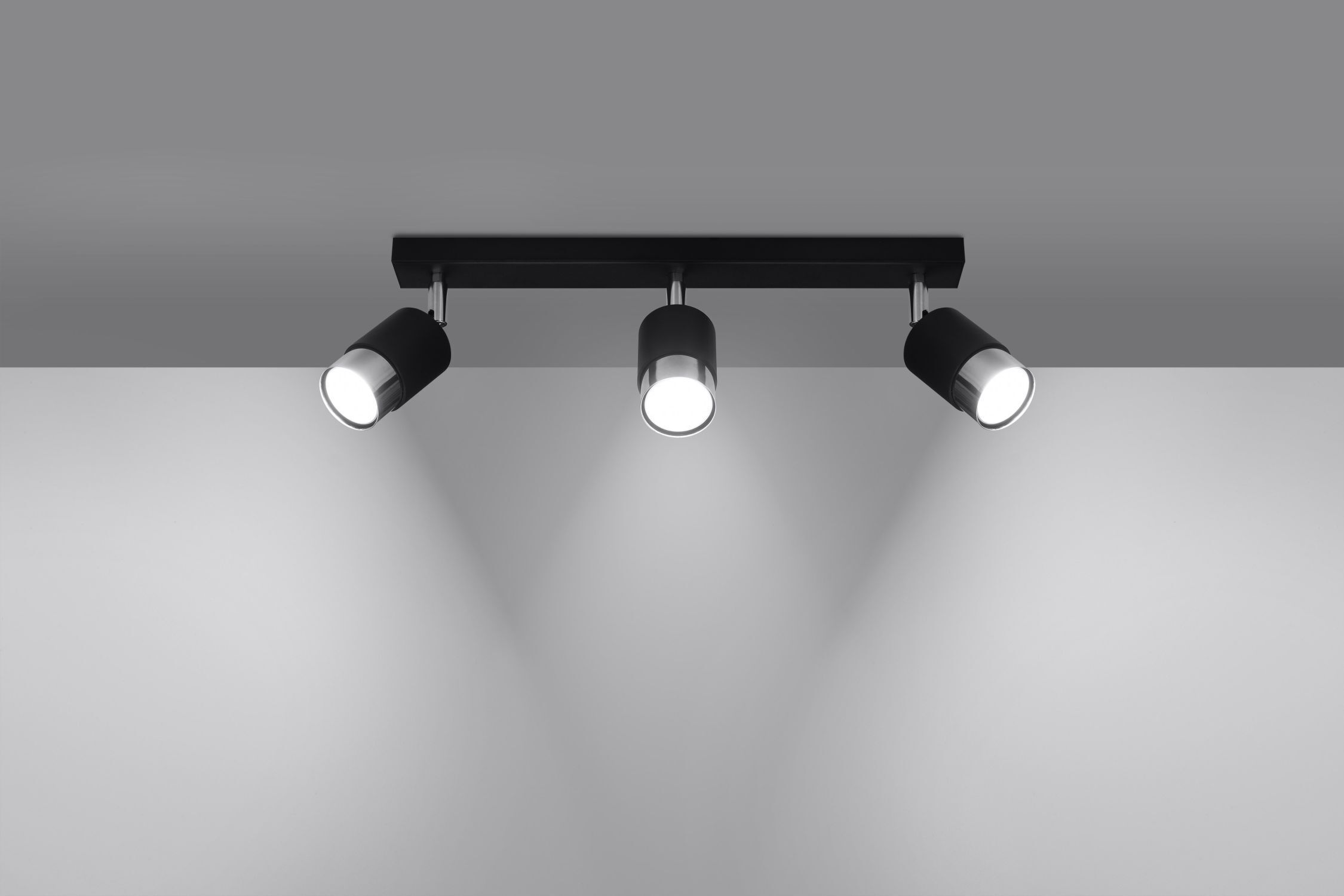 Plafonnier 3 flammes 45 cm noir chrome orientable