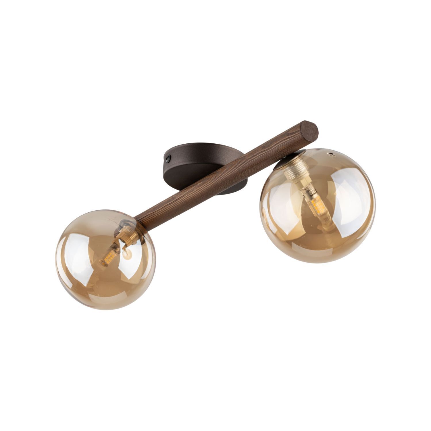 wandlampe, deckenlampe, glaskugel, braun, holzoptik