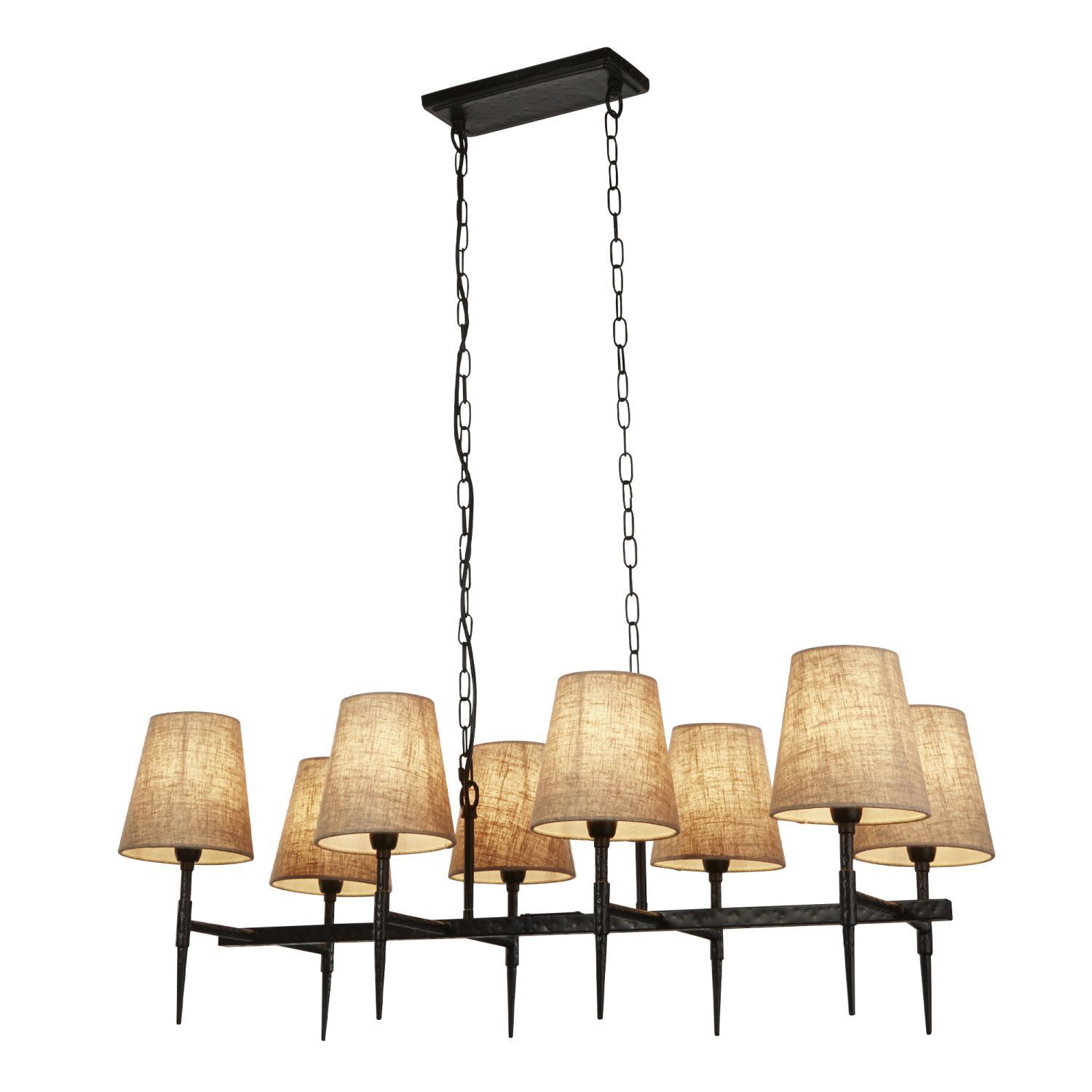Lampe à suspendre Noir Crème L : 91 cm 8x E14 Tissu Métal