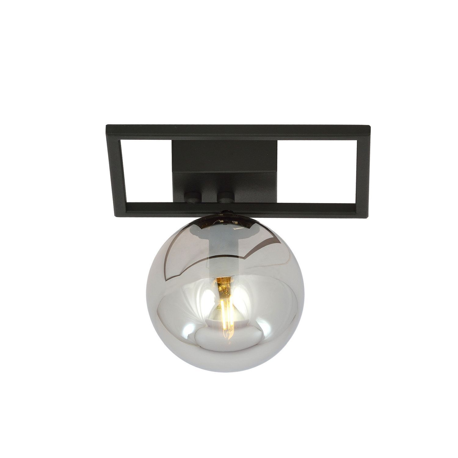 Plafonnier petit métal verre fumé L : 20 cm Abat-jour sphérique E14