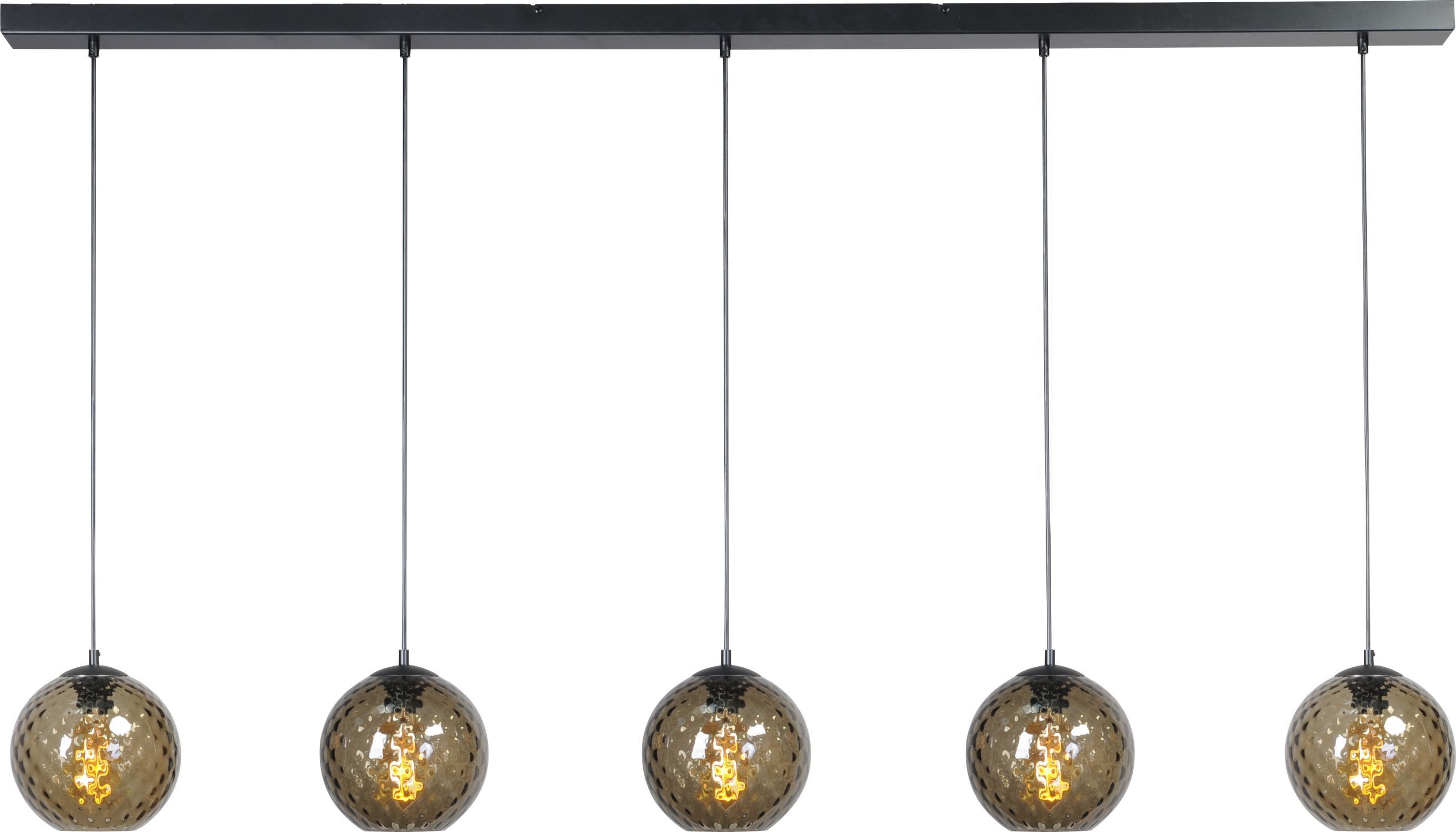 Suspension 160 cm verre fumé 5 flammes