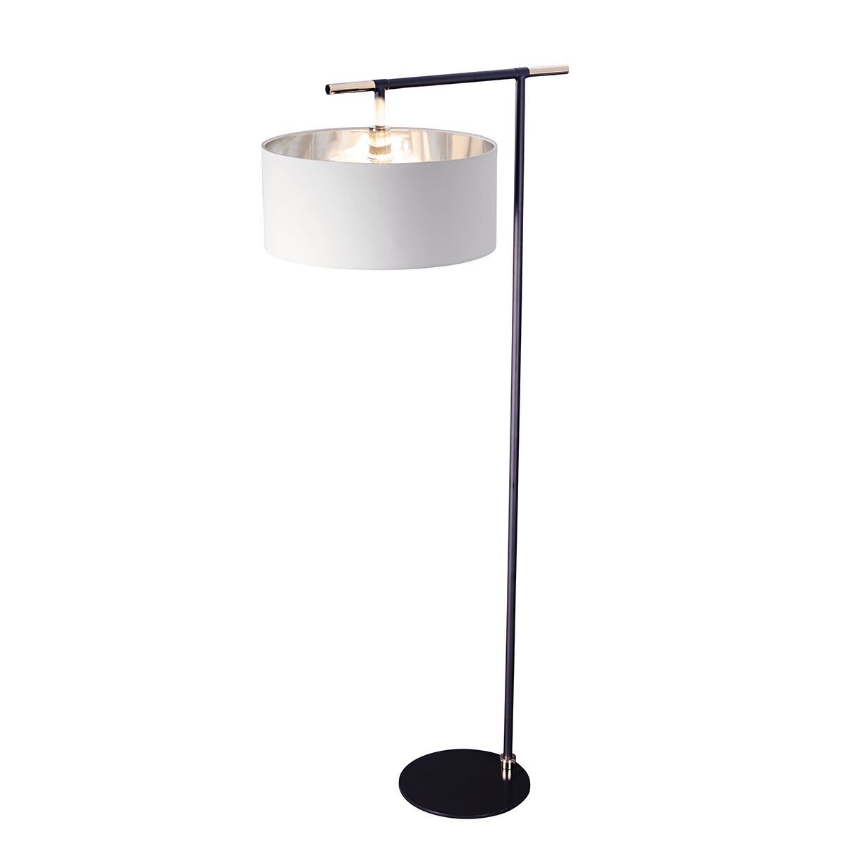 Lampadaire Salon 162 cm noir blanc nickel E27