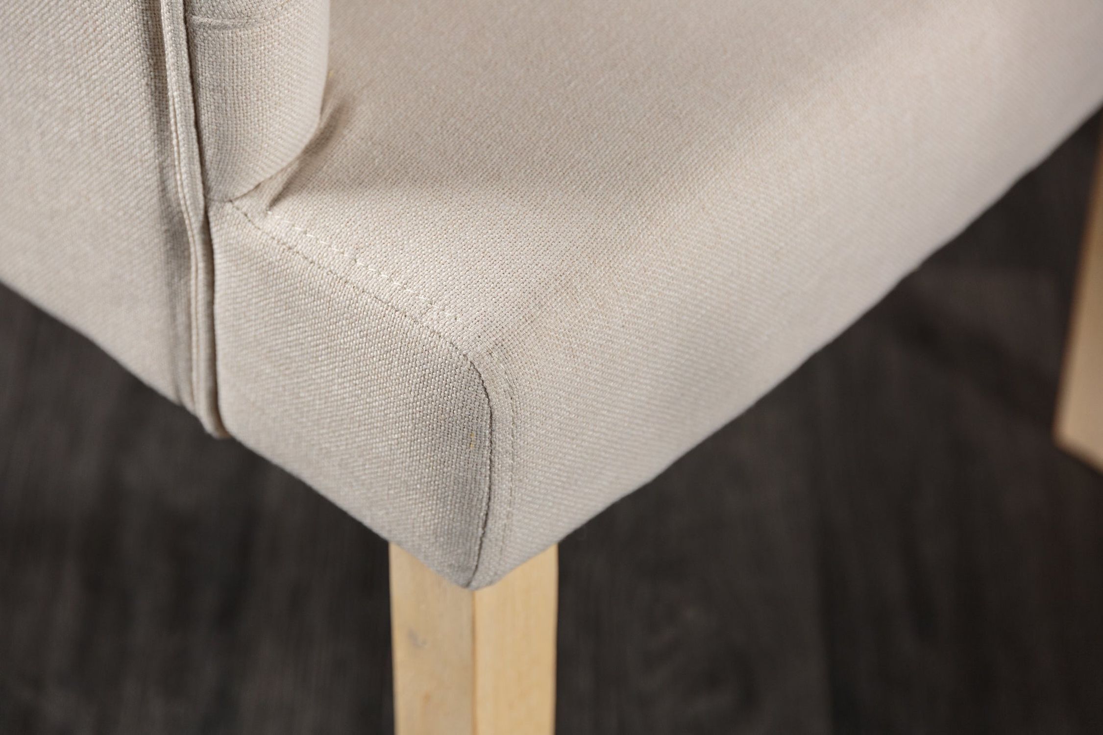 Chaise de salle à manger Beige Tissu Bois Chesterfield avec accoudoirs Dekoration für Zuhause, Kissen, Mobiliar, Drinnen, Innenarchitektur