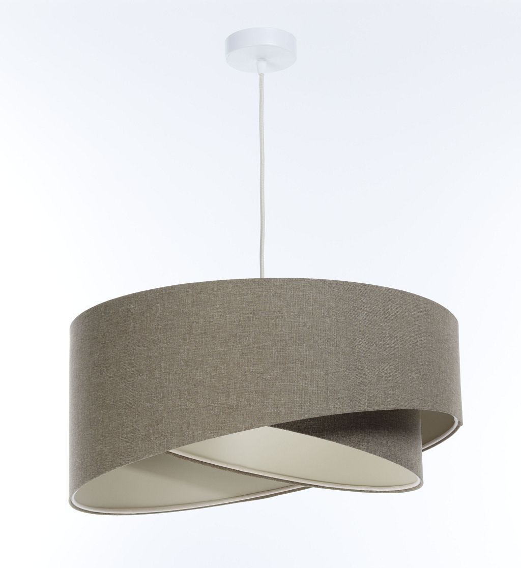 Lampe à suspendre Moderne E27 ronde D : 40 cm Marron Tissu Boho
