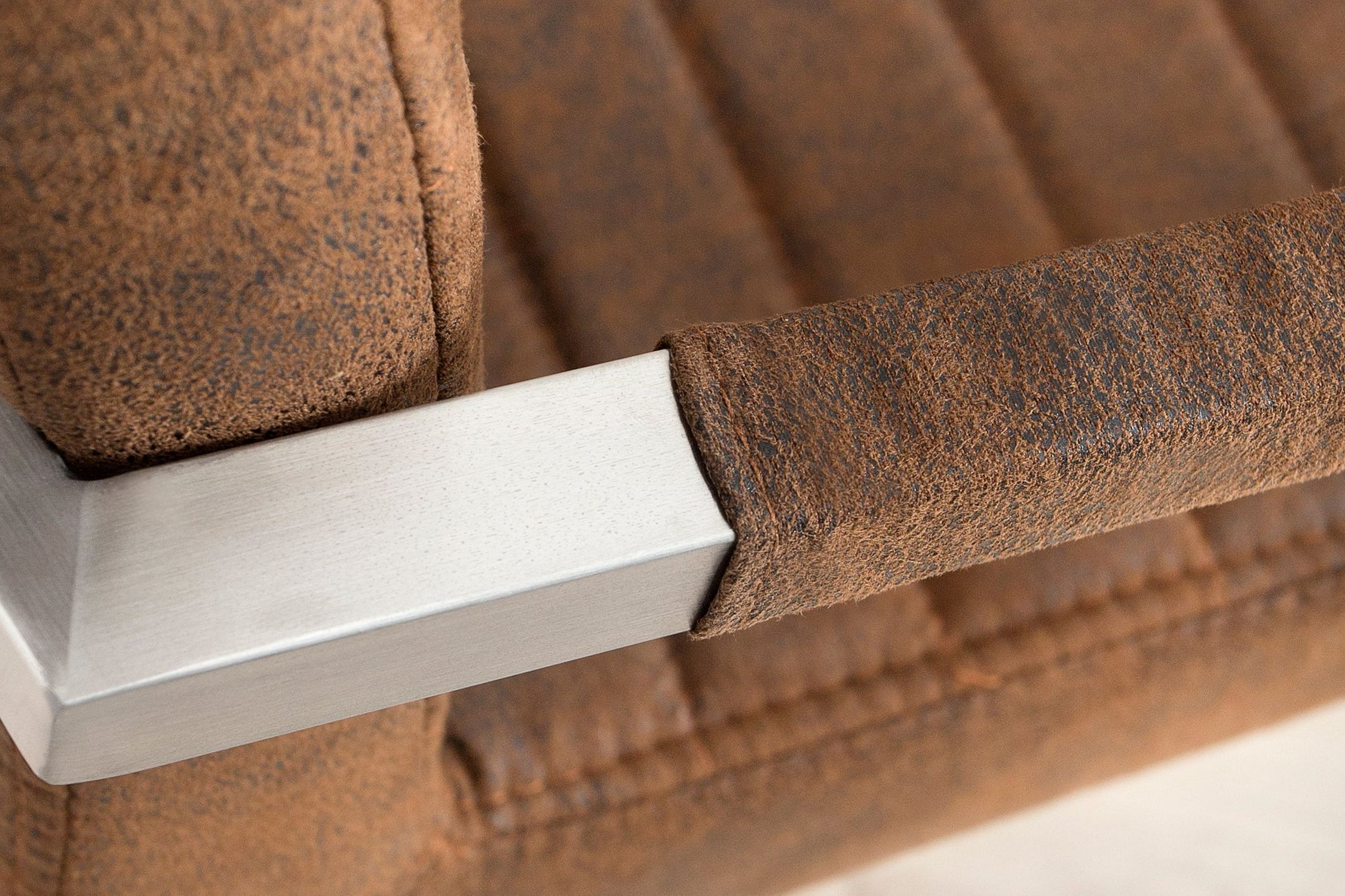 Chaise à bascule avec accoudoirs Tissu Acier inoxydable Marron Chrome Drinnen, Innenarchitektur, Inneneinrichtung