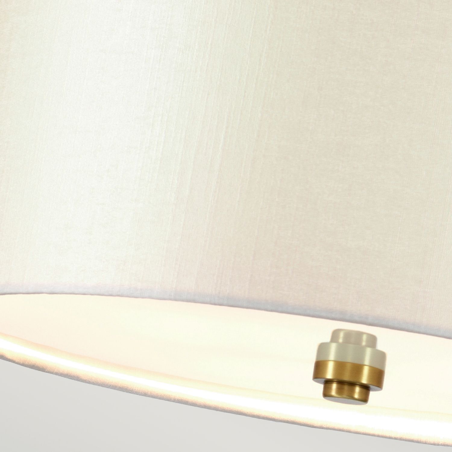Plafonnier rond 46 cm tissu en laiton crème