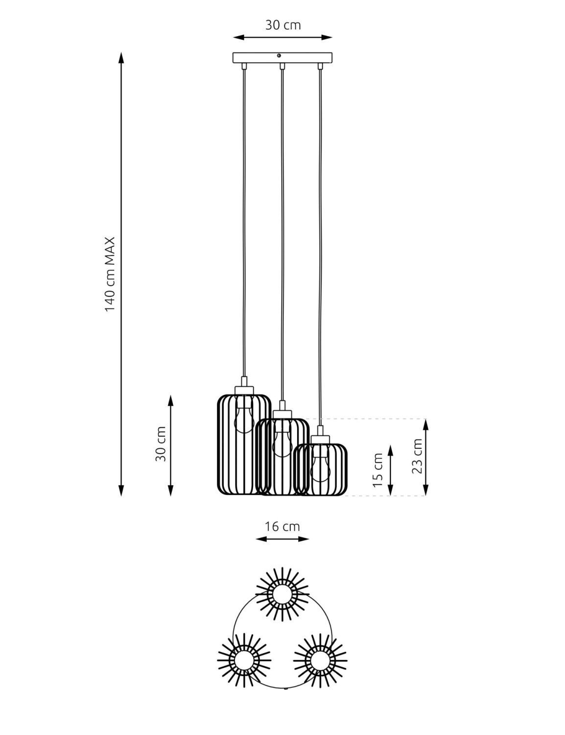 pendant light, hängende lampe, metallkäfig, drei lampen, deckenleuchte