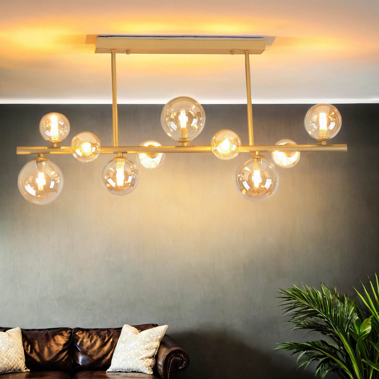 Leuchter, Lampe, Deckenleuchte, Couch, Kerze