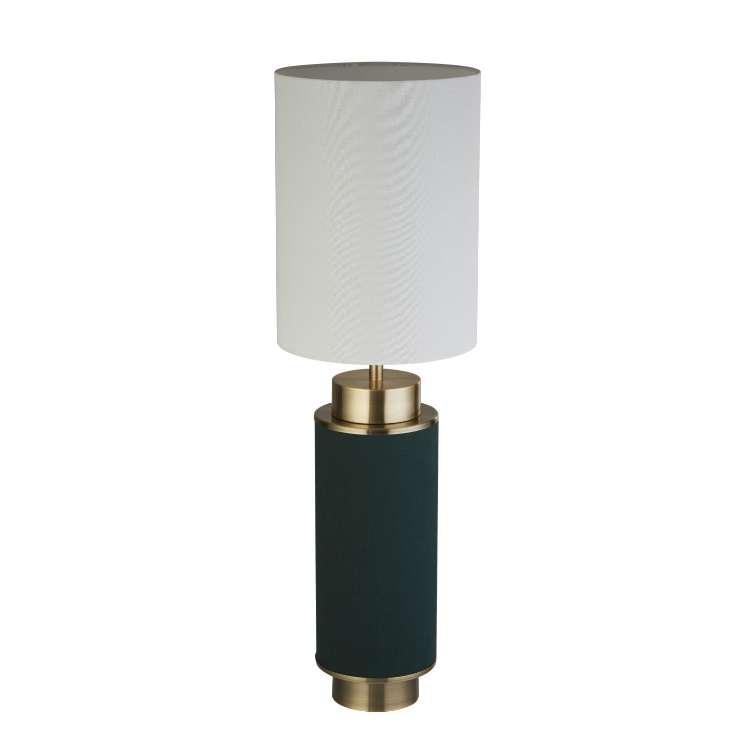 Lampe de table E27 72 cm de haut Tissu Métal Vert Blanc Laiton