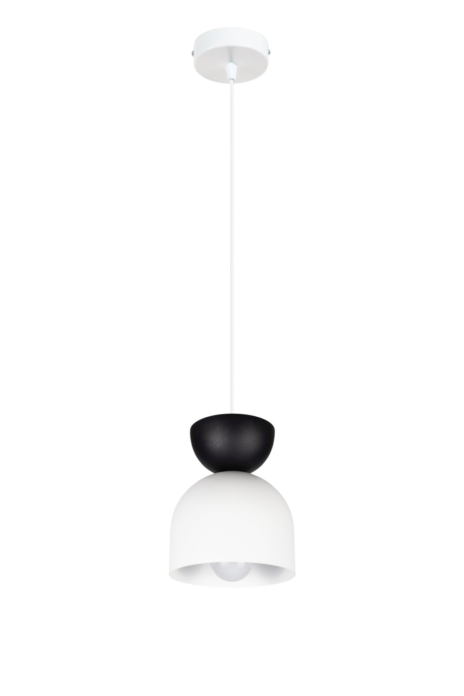 Suspension Blanc Noir Métal Ø17 cm Minimaliste