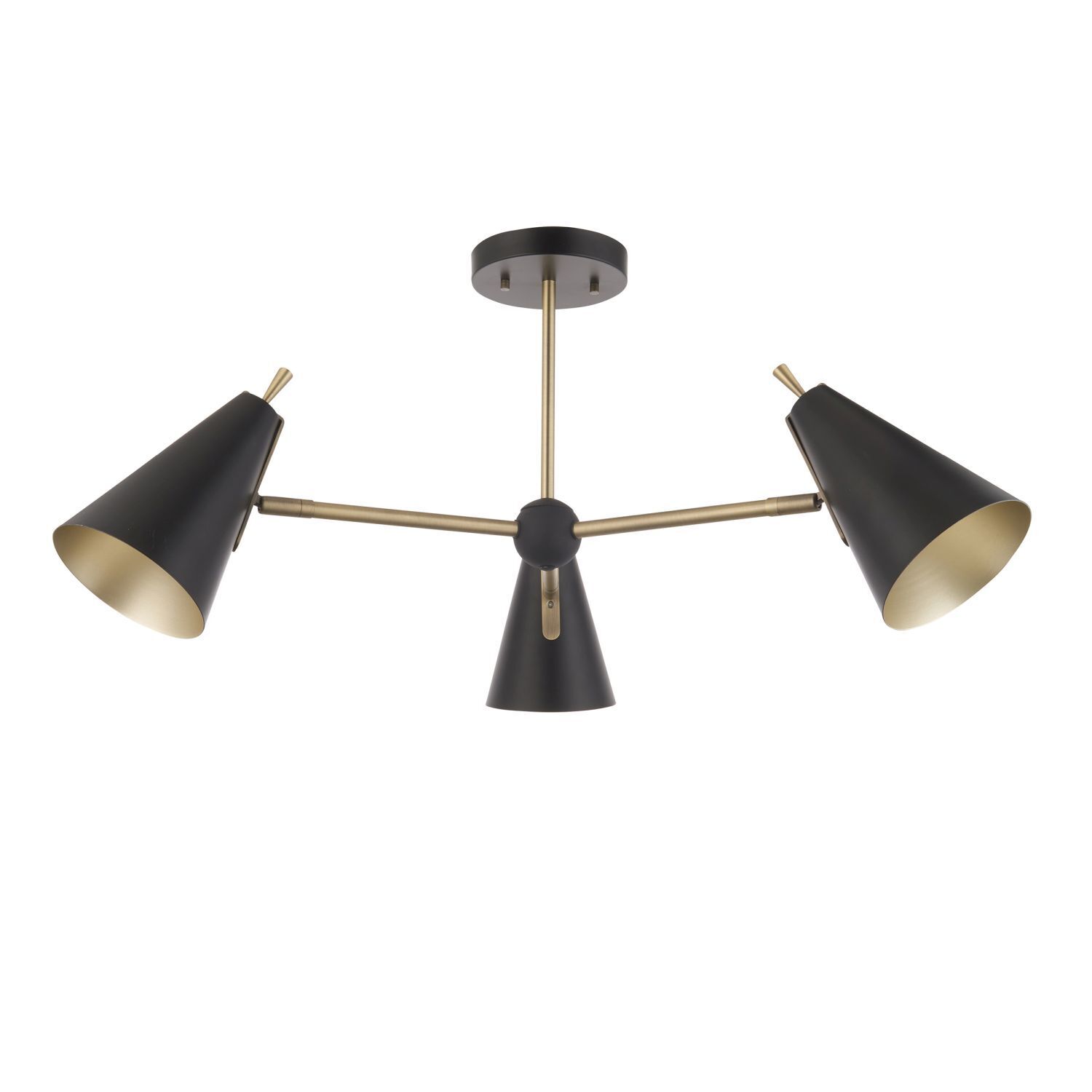 Lampe de plafonnier en métal L : 83 cm en laiton noir 3 flammes E14