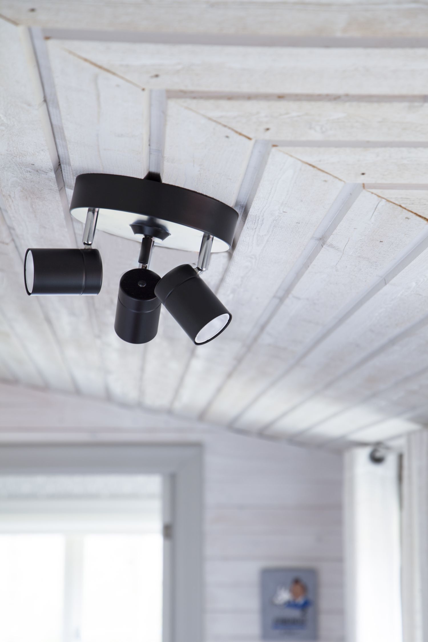 Deckenstrahler klein B: 20 cm Schwarz Metall 3-flammig GU10 Deckenlampe, Spotlights, Schwarz, Metall, Einbau-/Deckenleuchte
