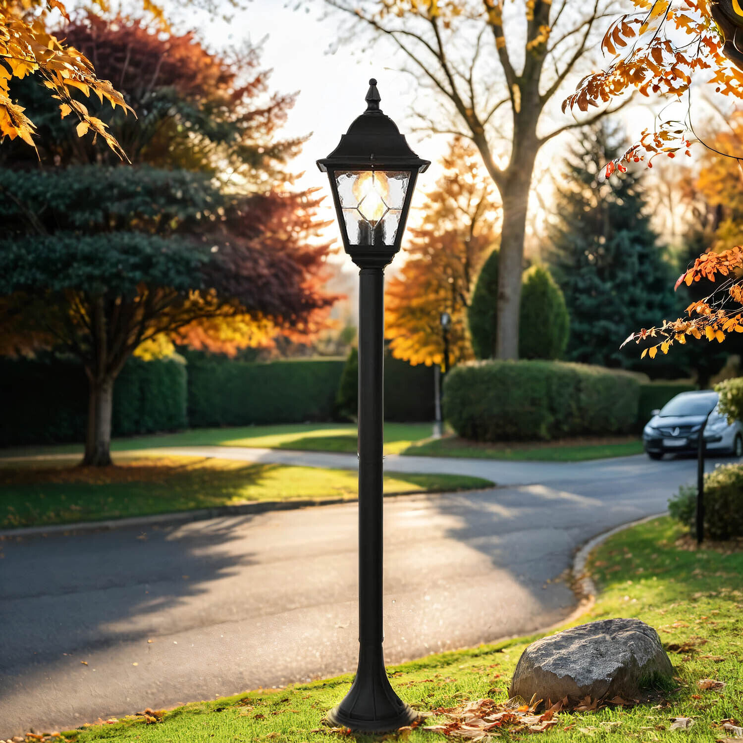 Lampe d'allée noire résistante aux intempéries H:109cm LEADWORTH