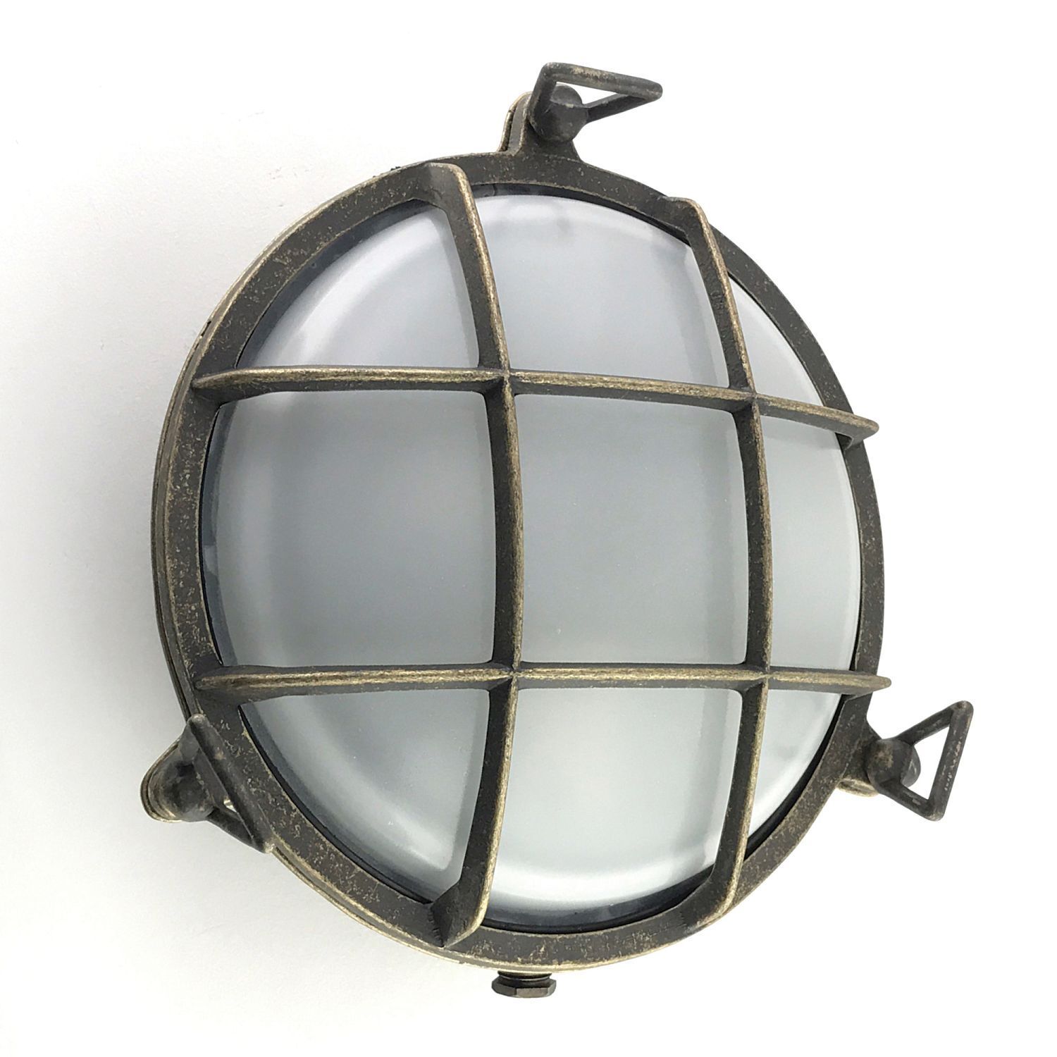 Lampe d'extérieur ronde D : 24 cm verre laiton E27 IP64 Maritim