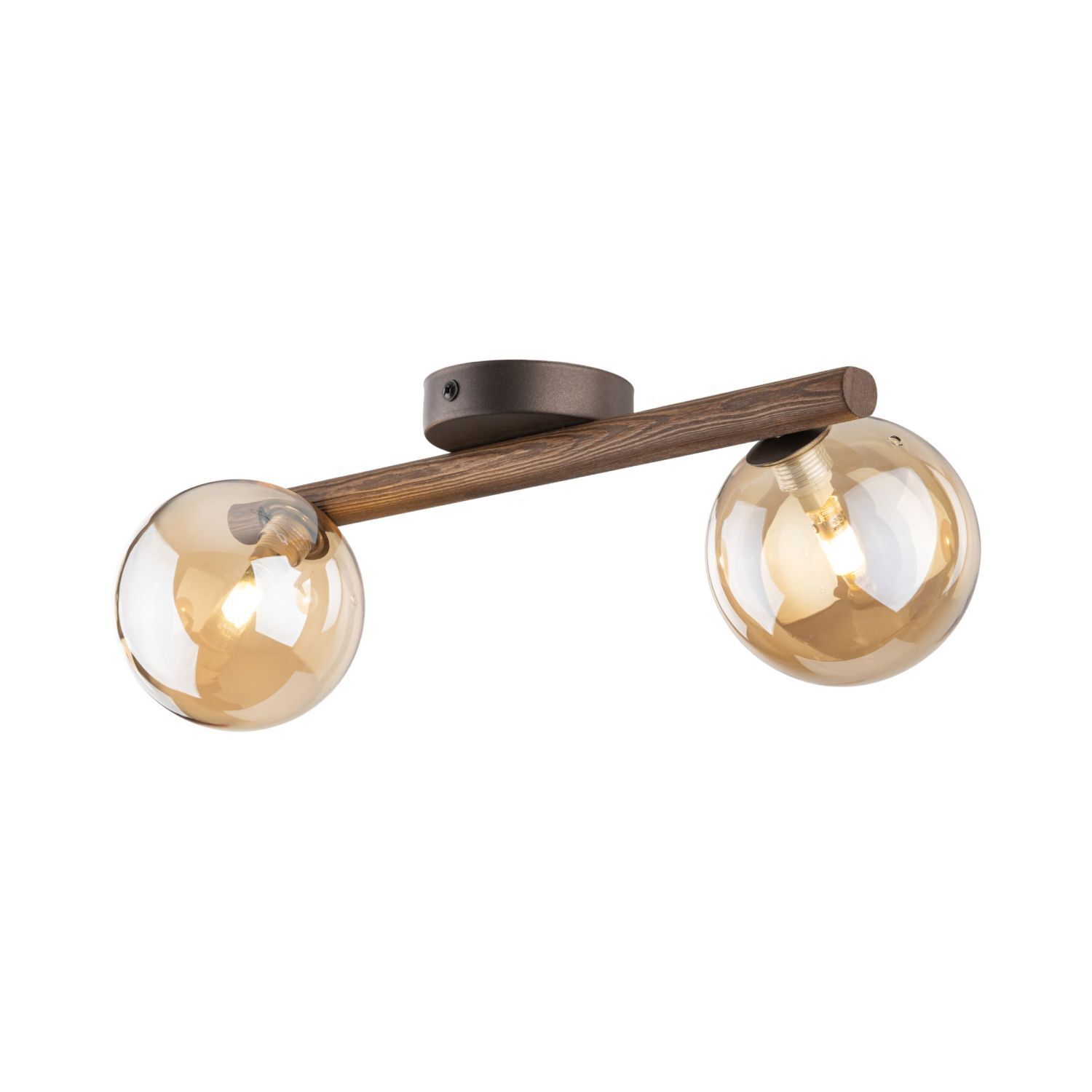 Wandlampe, Beleuchtung, Glasballon, Holzarm, Klemmglas?