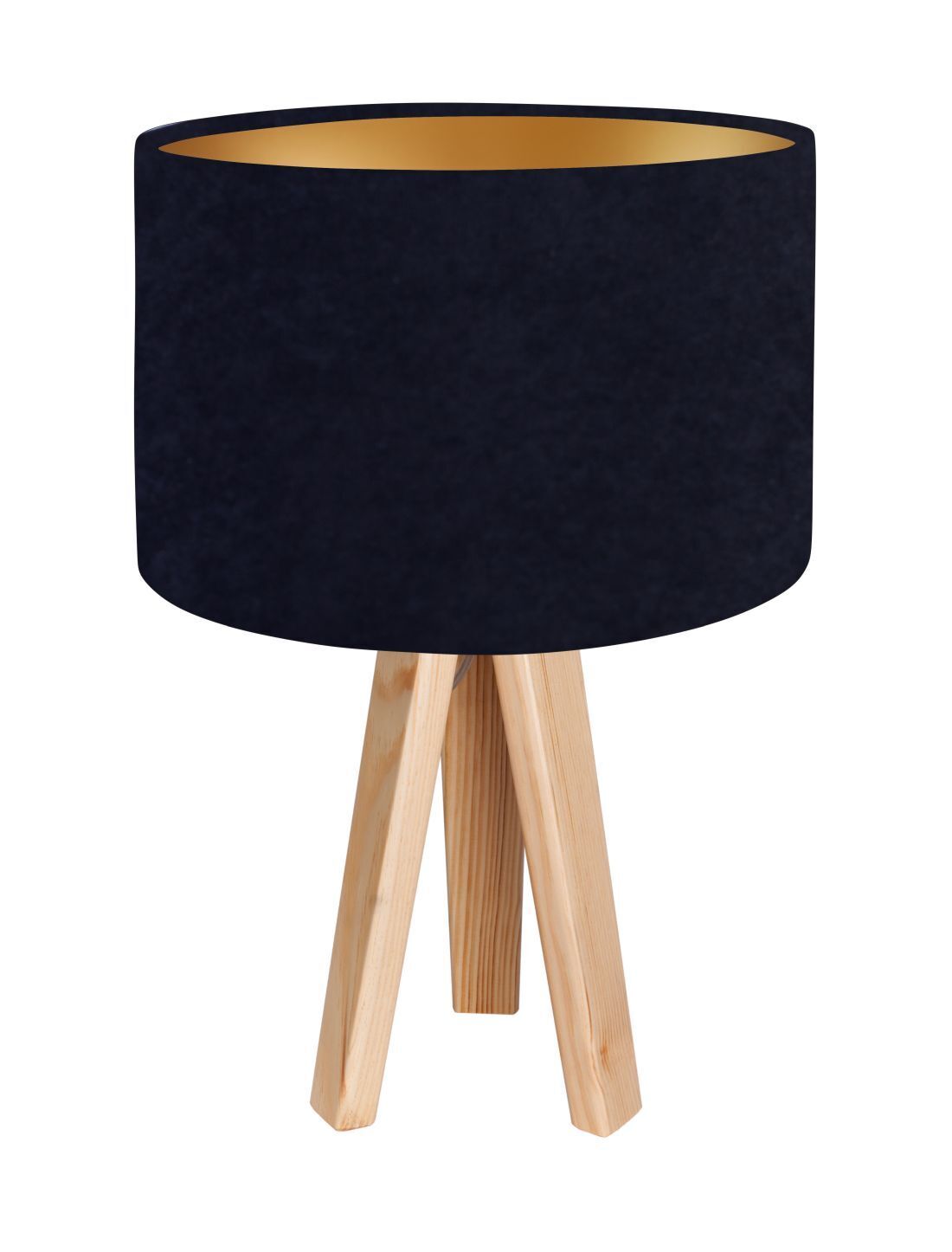 Lampe de table bleu bleu foncé or bois 46cm rétro