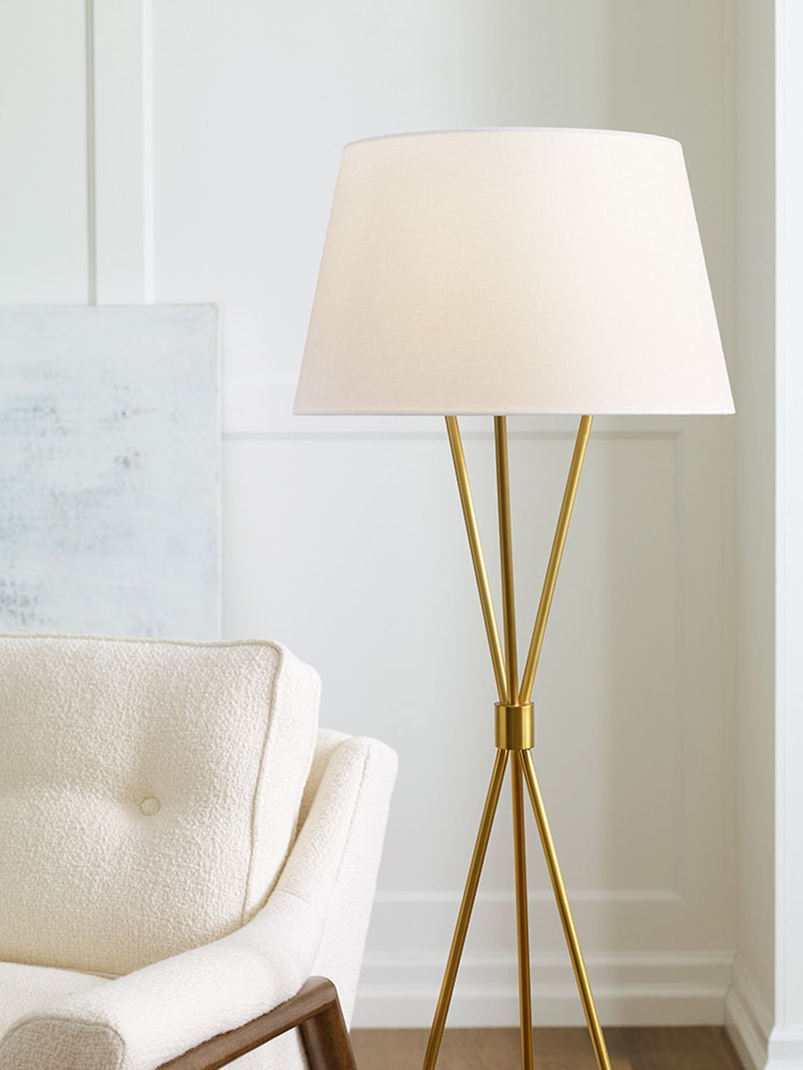 beleuchtung-stehleuchte-stehlampe-cesia-1-flammig-messing-brueniert-weiss-modern-489-2 fußbodenlampe, goldenes Stativ, weiße Lampenschirm, Beleuchtung, modernes Dekor