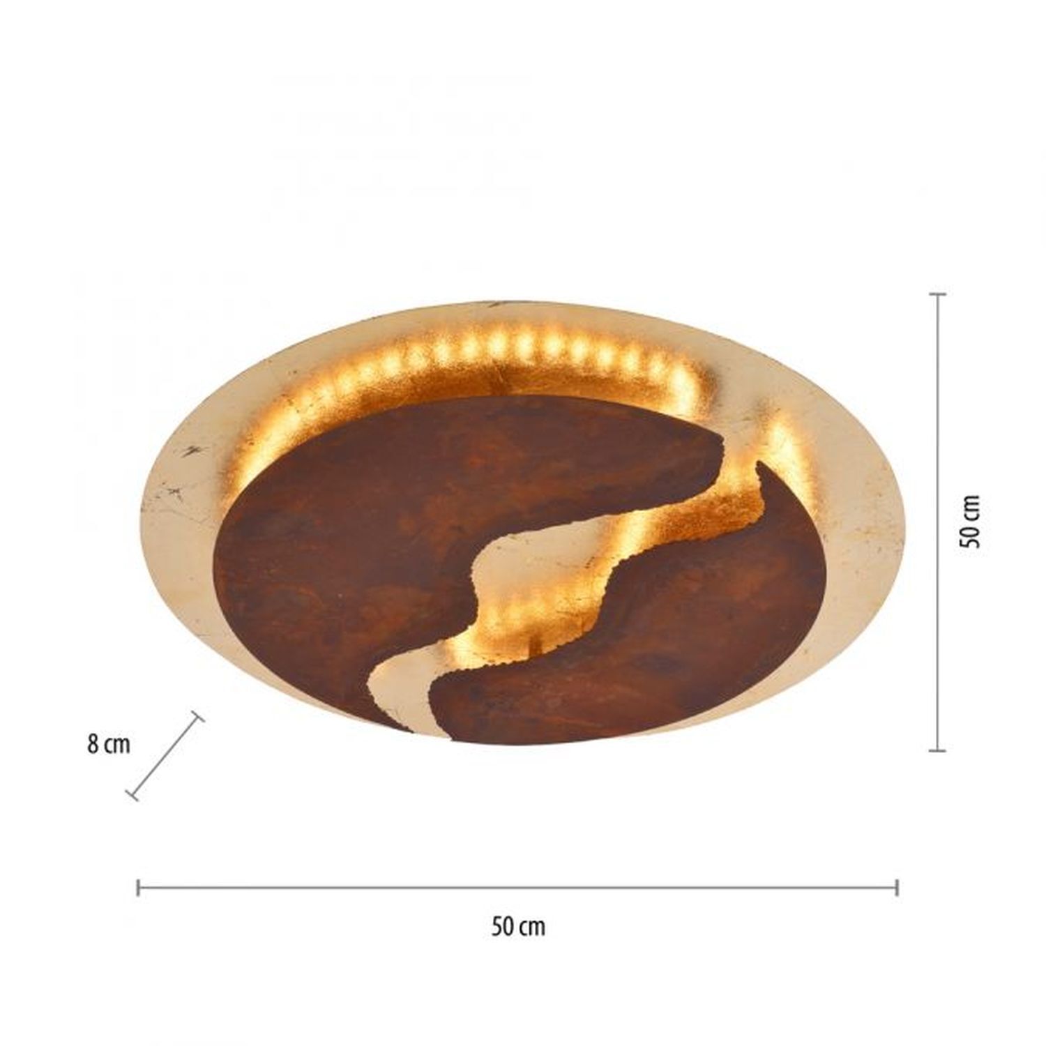Plafonnier LED à intensité variable Rouille brun or Ø50 cm 3000 K