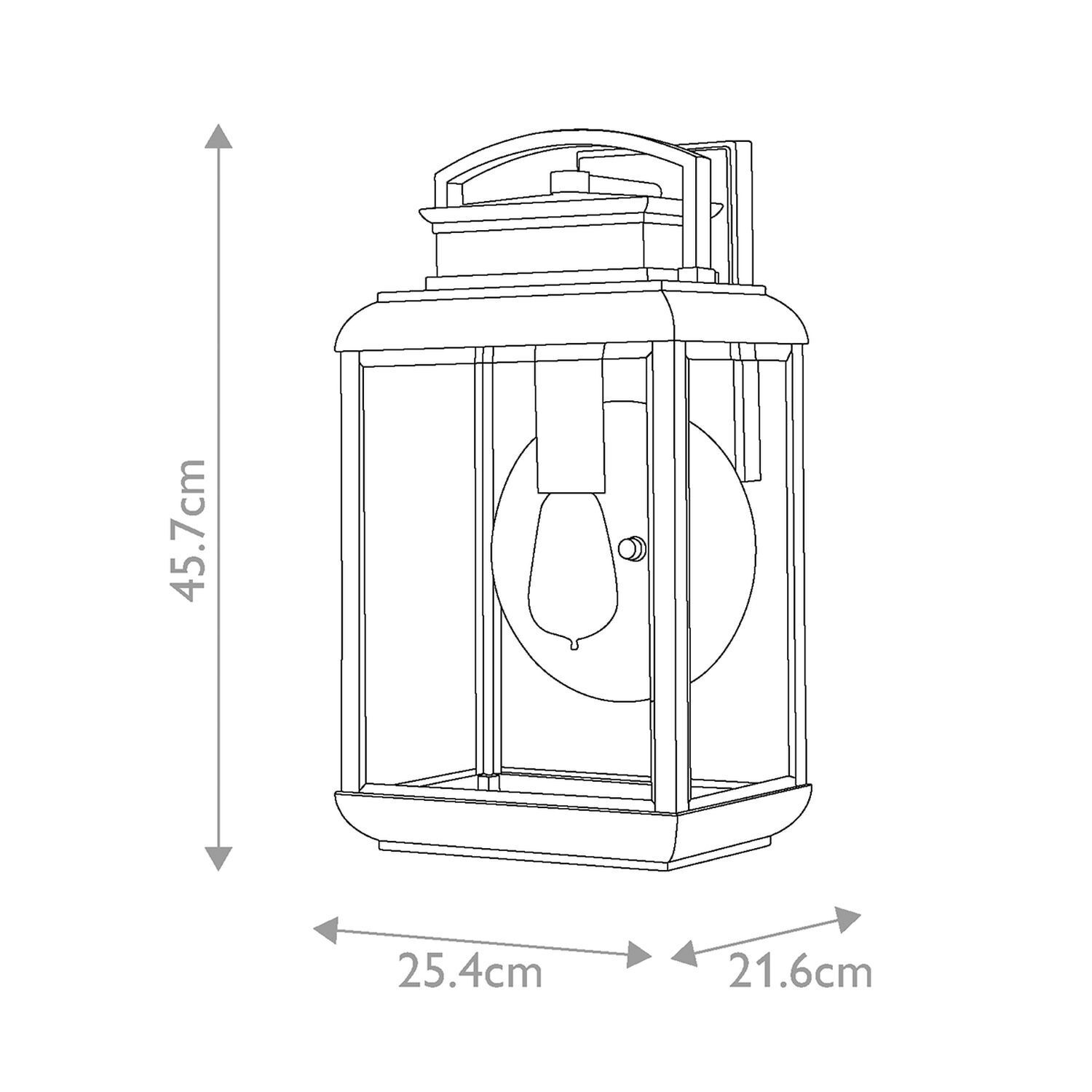 Lampe d'extérieur murale E27 IP44 45,7 cm de haut verre aluminium