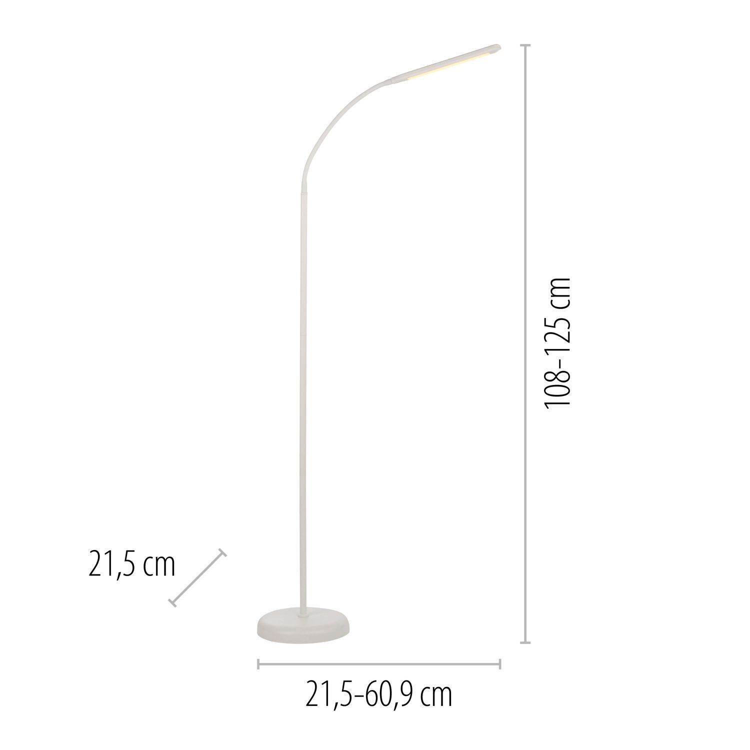 LED Stehleuchte Metall Weiß Touch 125 cm verstellbar Lampe
