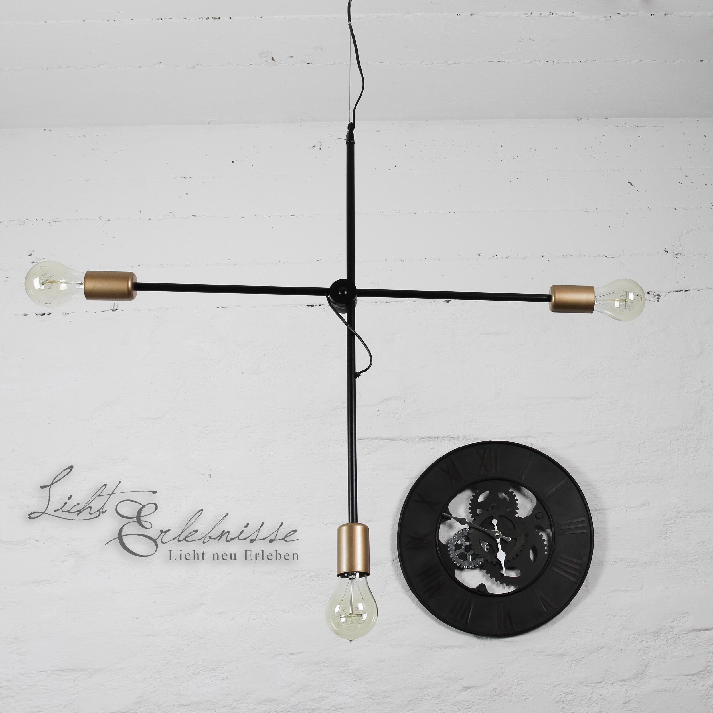 Suspension industrielle table à manger noir E27 STICKS