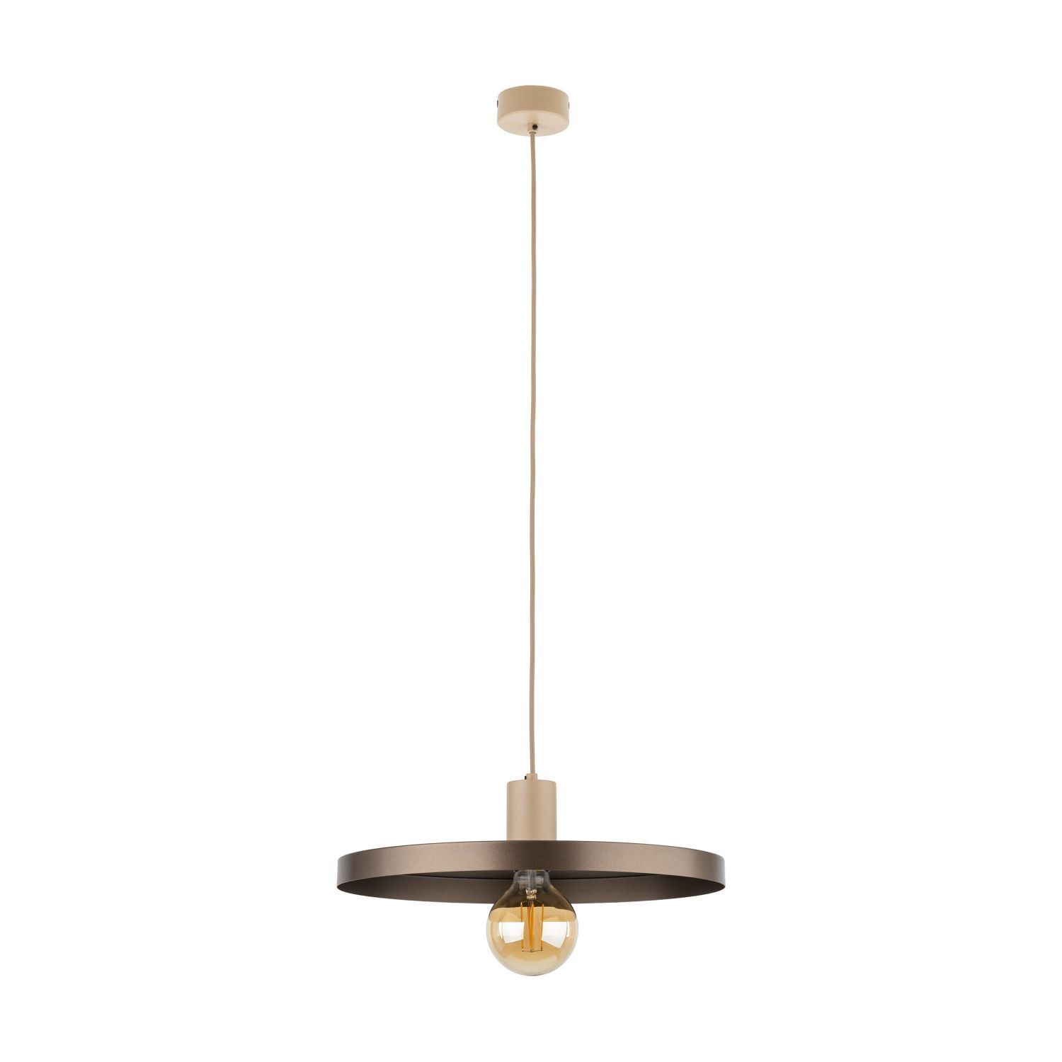 Lampe à suspendre E27 Ø40 cm ronde Gris sable Marron Vintage