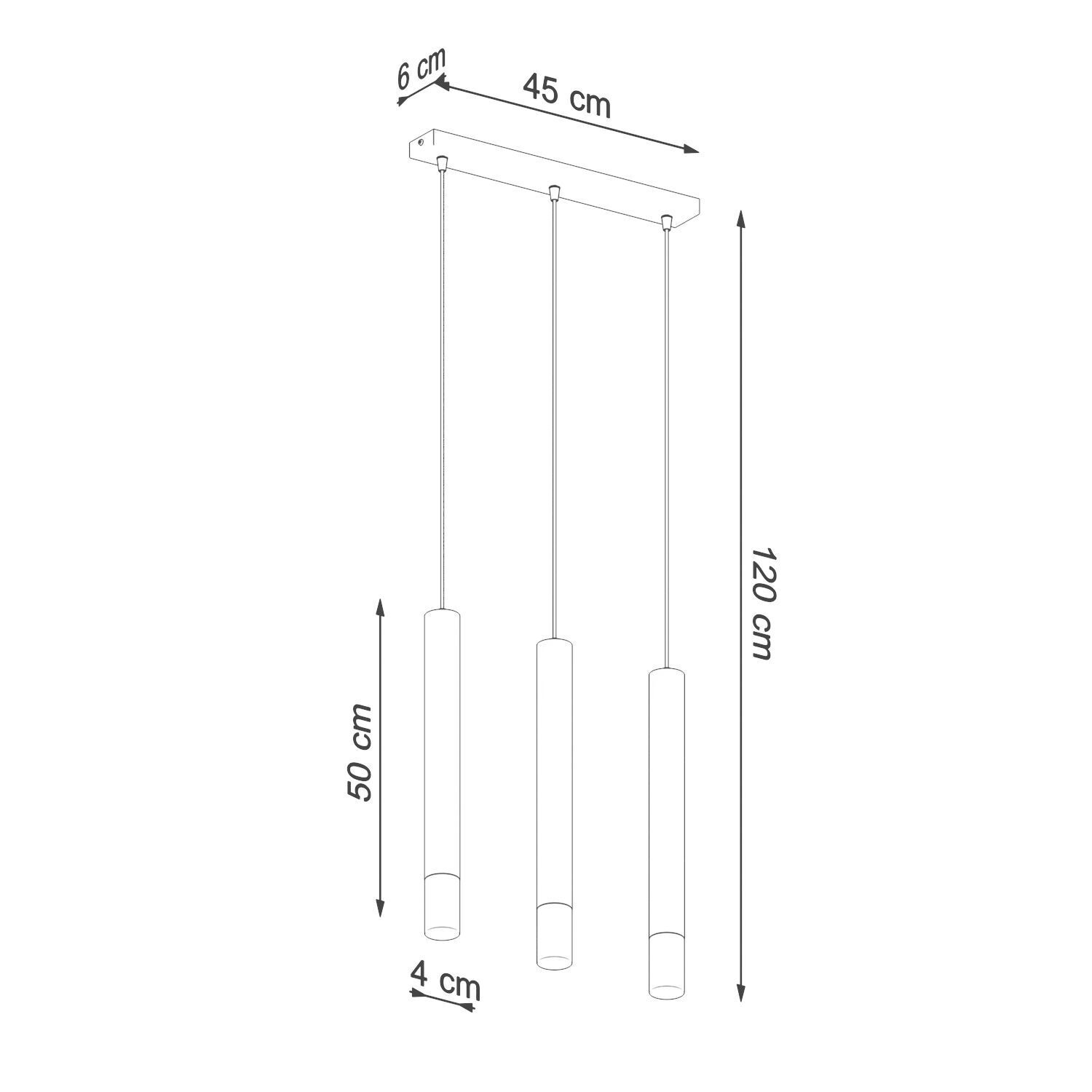 Lampe à suspendre noire métal verre 3 flammes G9 étroite
