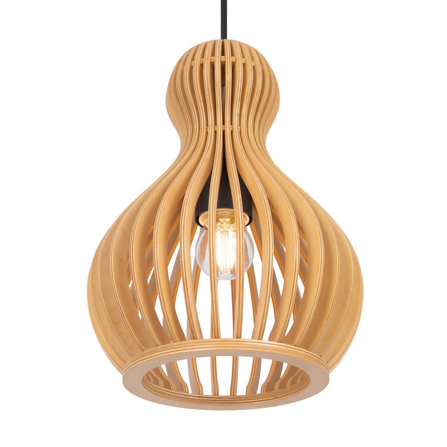 Suspension métal bois Ø 20 cm rond H : max. 329,5 cm Lampe, Kronleuchter