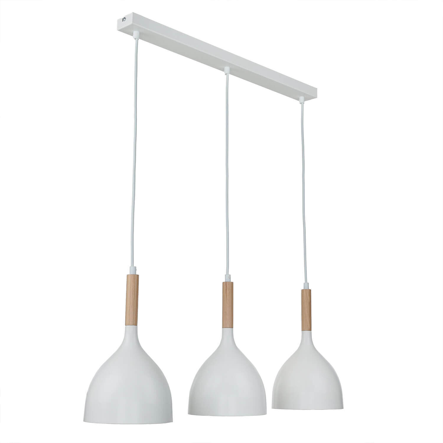 Lampe à suspendre Blanc Métal Bois 3 flammes